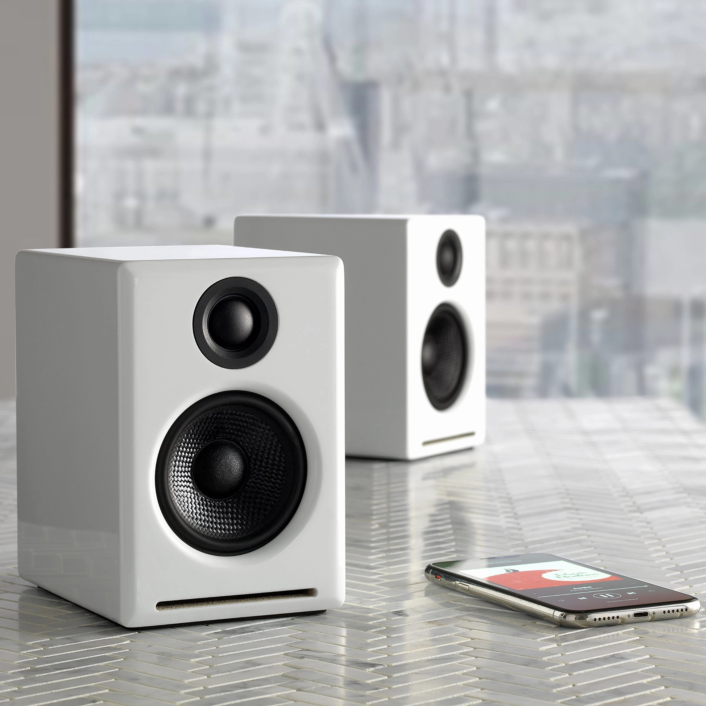Audioengine: A2  Wireless Powered Speakers w/ Bluetooth - White