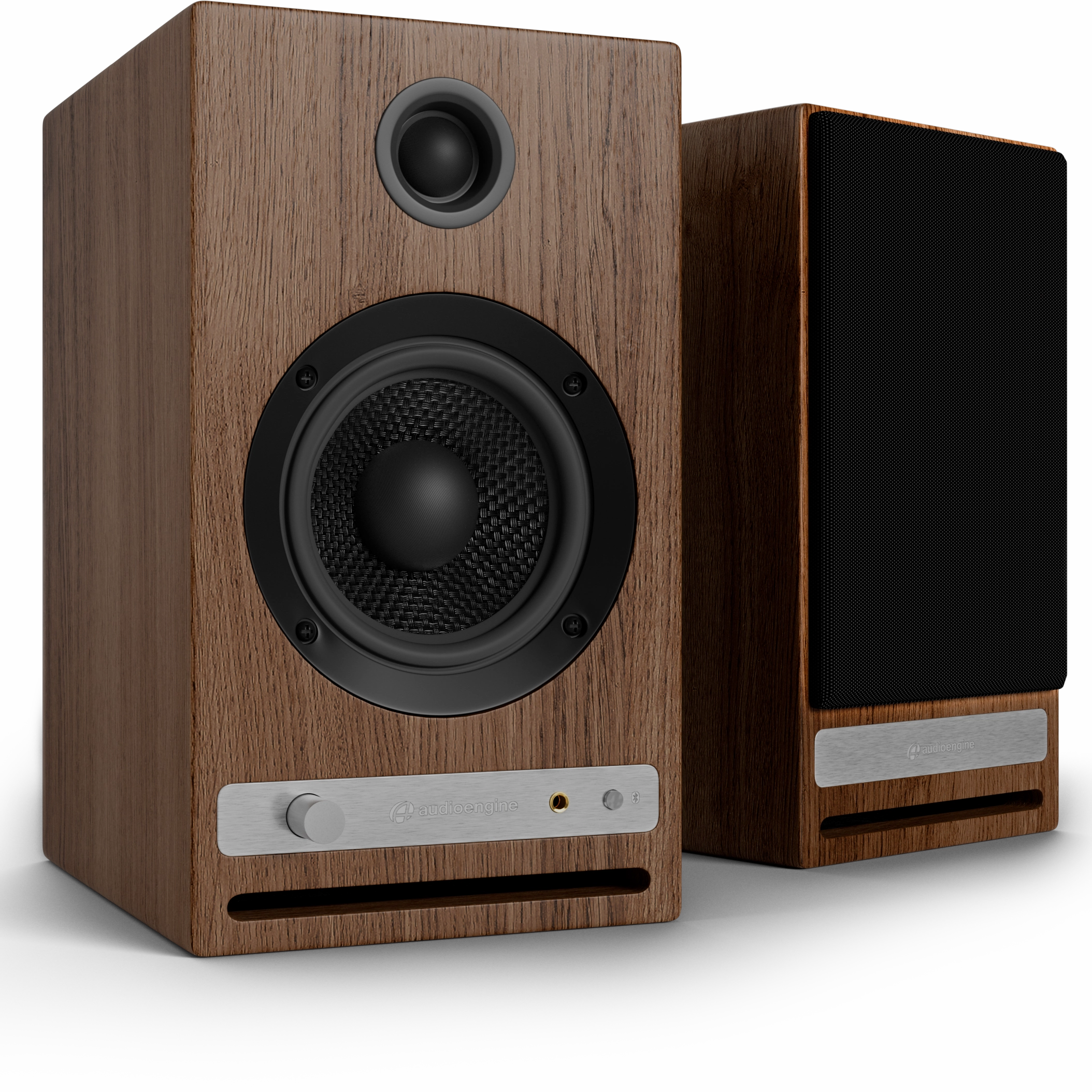 Audioengine: HD4 Powered Bluetooth Speakers - Walnut hi-fi digital music server,hi-fi speaker wall mount,hi-fi amp upgrade