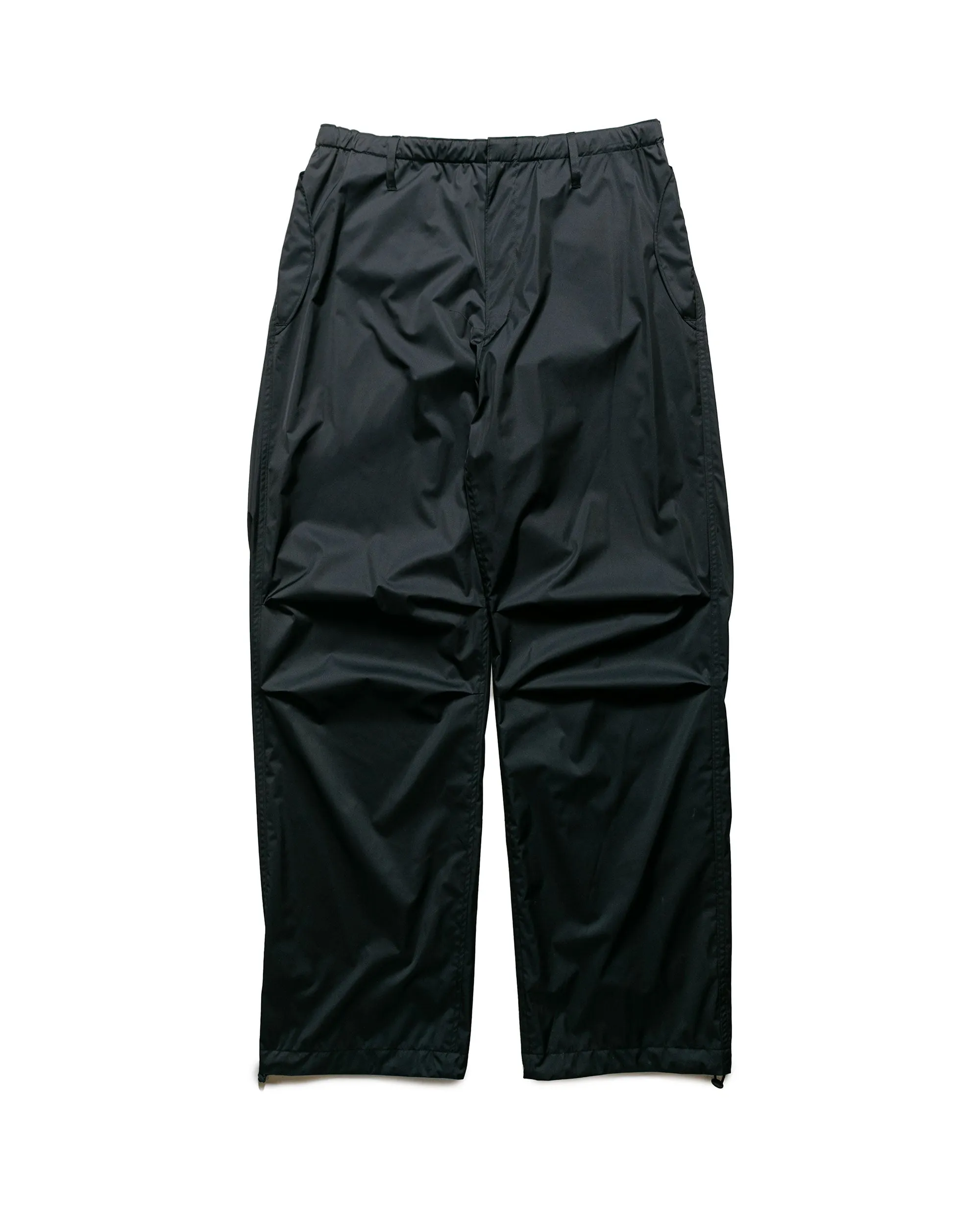 Auralee Hard Twist Polyester Satin Laminate Field Pants Black Knit Trim Commended Style