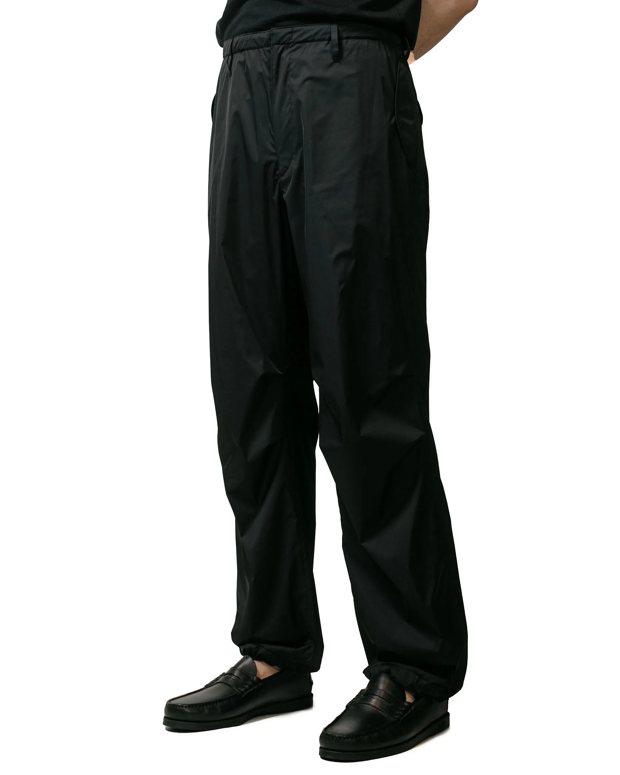 Top Stitched Auralee Hard Twist Polyester Satin Laminate Field Pants Black