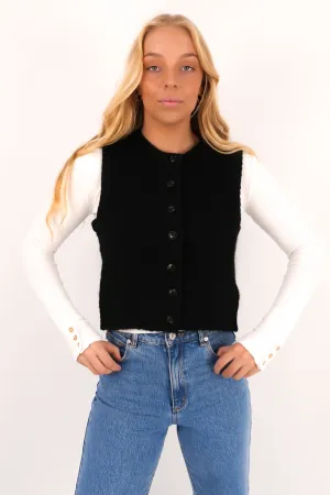 Aya Knit Vest Black Positive Sensation