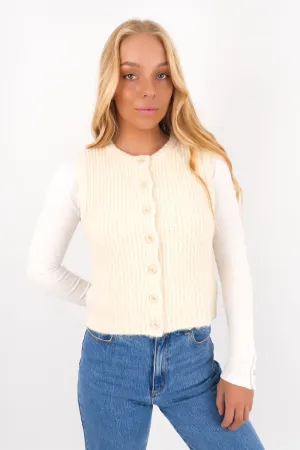 Aya Knit Vest Vanilla Anti - Fingerprint