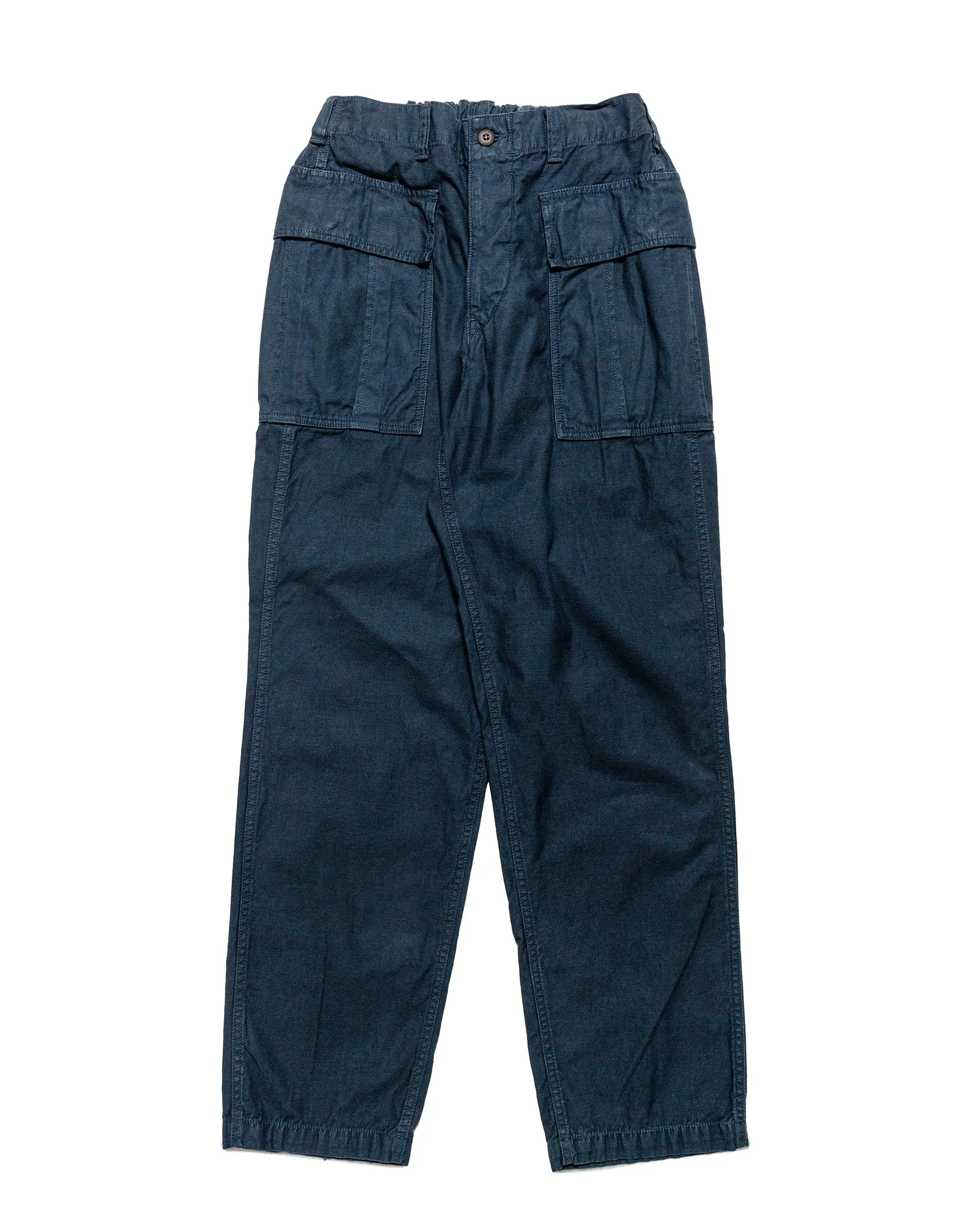 Odor-Resistant Property Sage De Cret Cotton/Linen Back Satin Pegtop Military Pants Navy