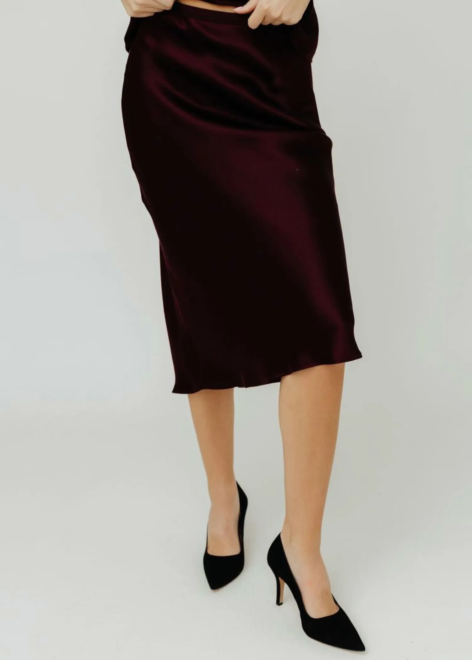 Jupe en soie Bar couleur Bordeaux