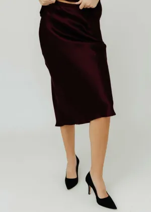Jupe en soie Bar couleur Bordeaux