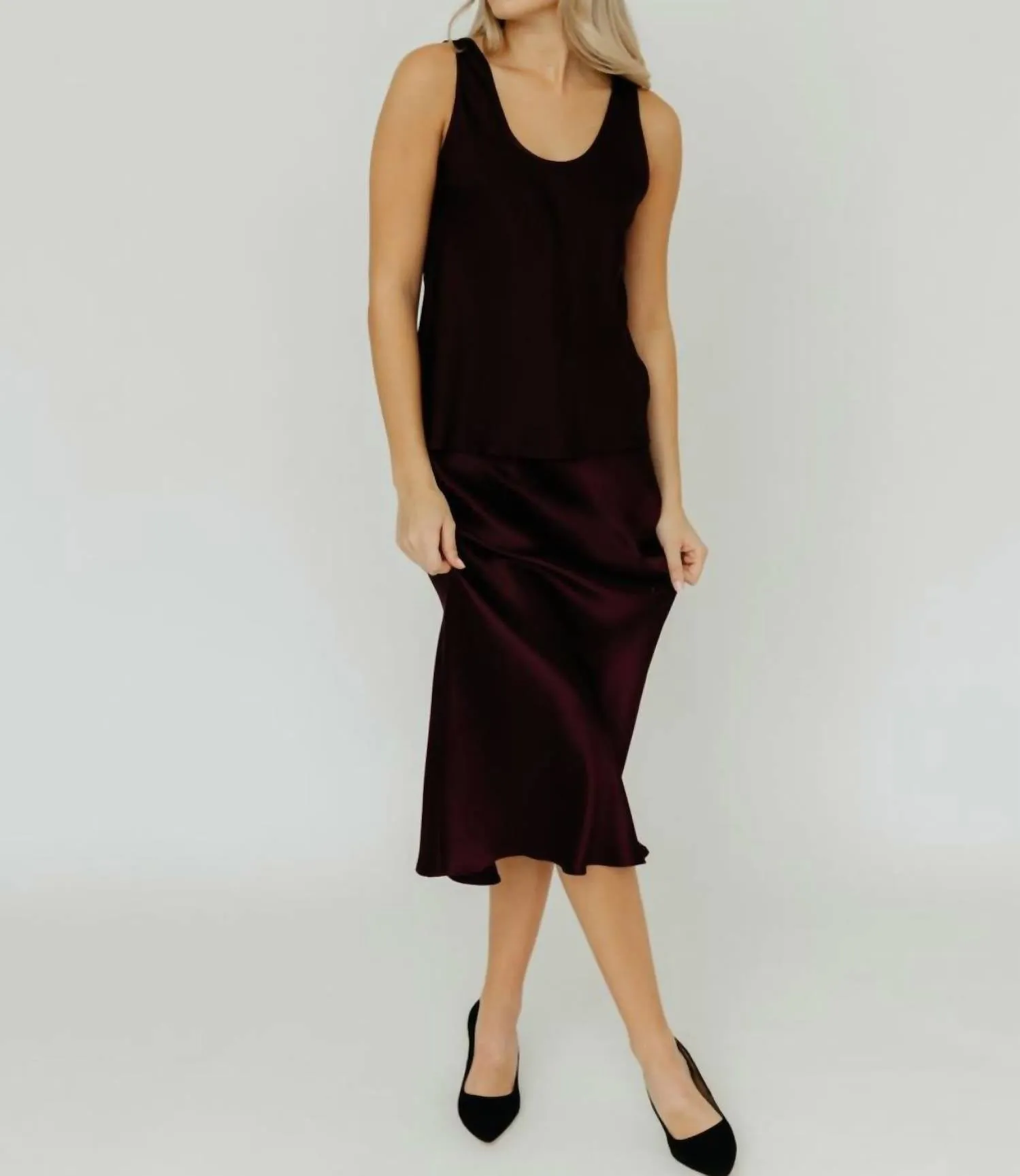 Jupe en soie Bar couleur Bordeaux