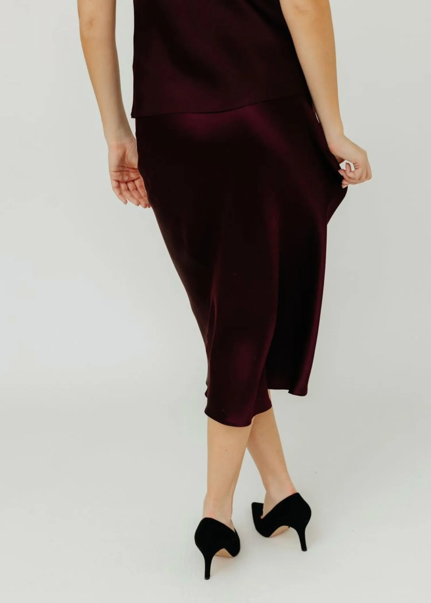 Jupe en soie Bar couleur Bordeaux