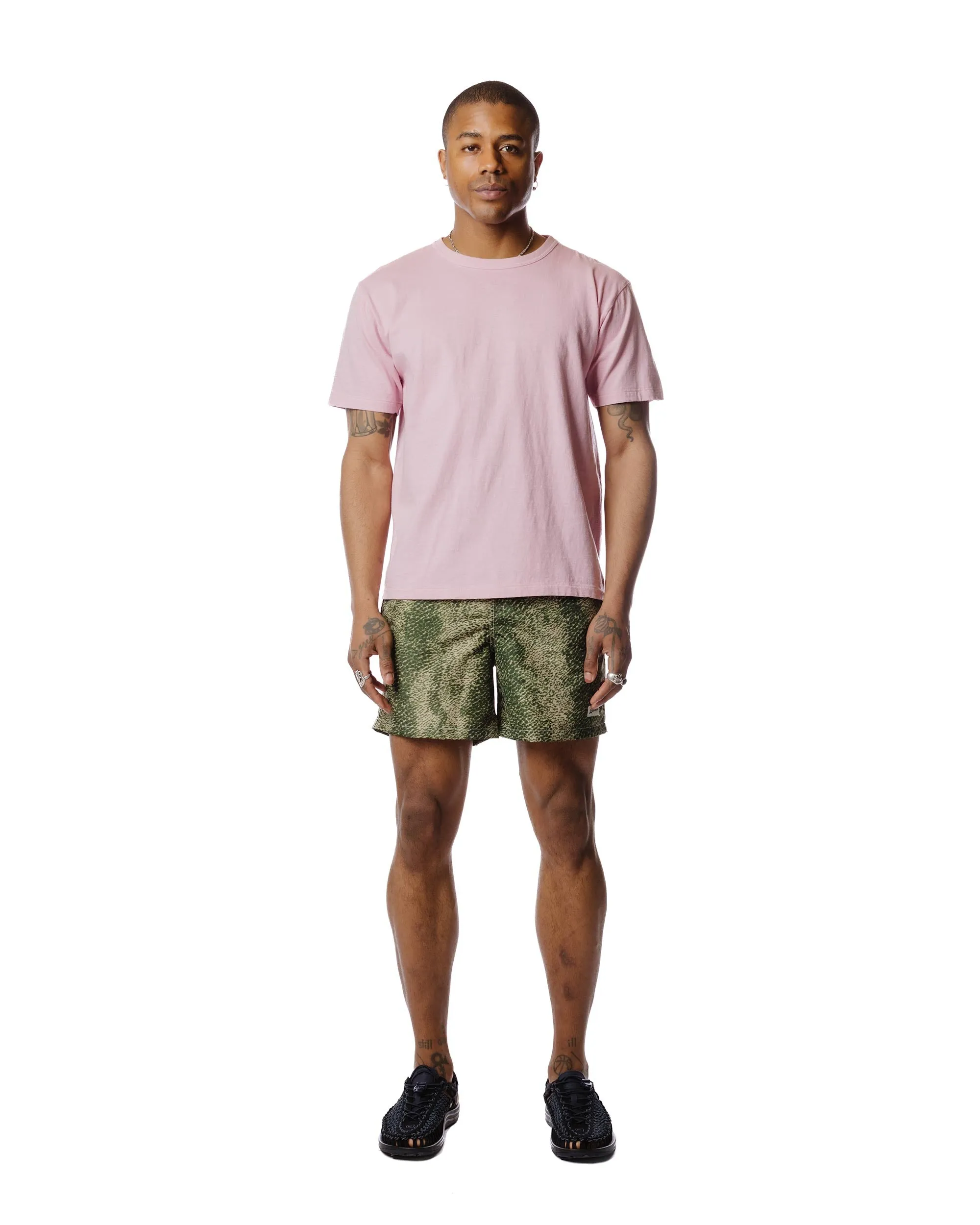 Joy History Conceptualizing Bather Green Painted Moss Swim Trunk