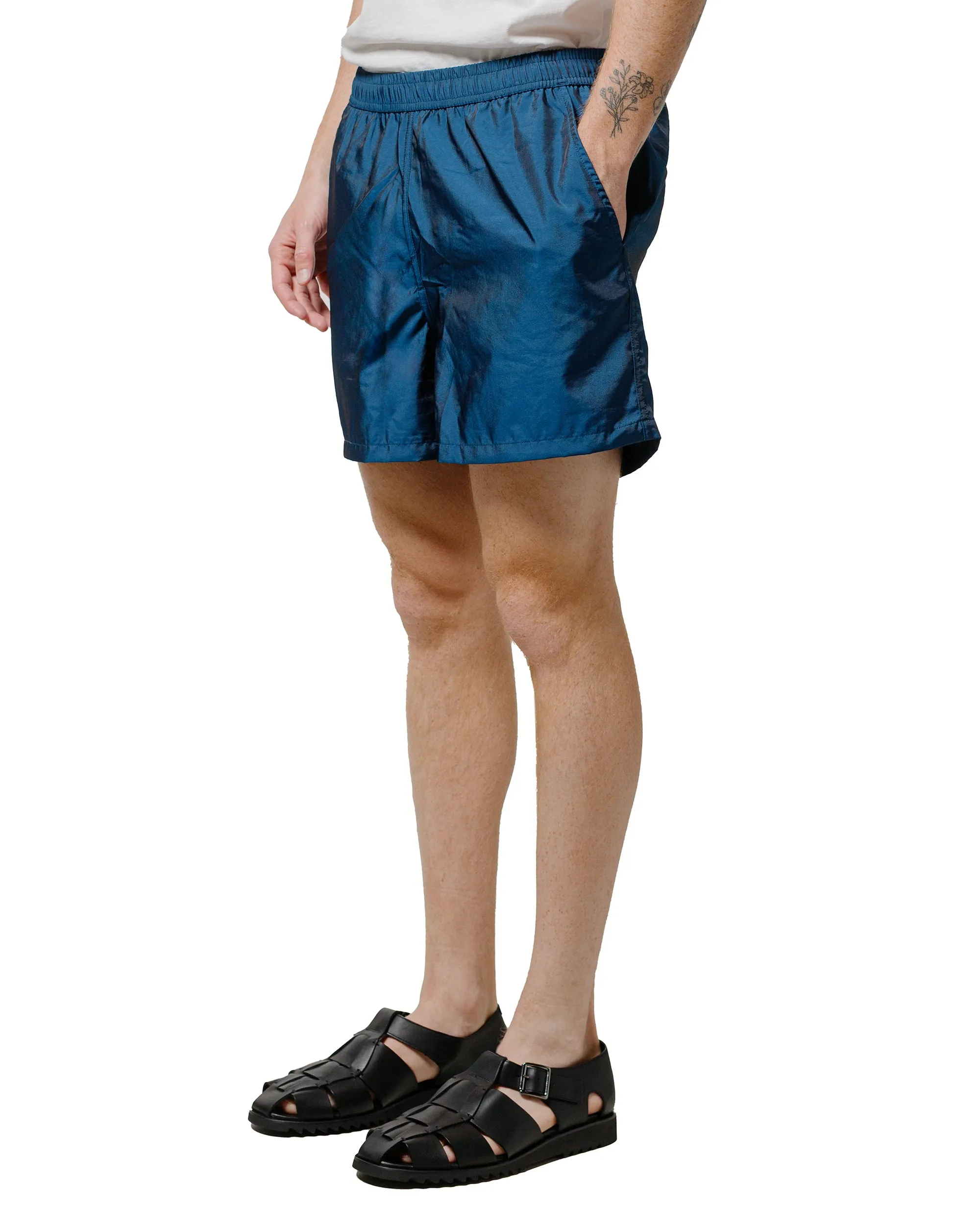 Bather Iridescent Sapphire Modern Trunk Discovering Turn-Down Collar
