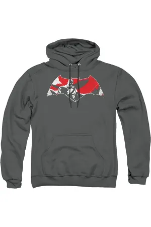 Pull-over à capuche pour adulte Batman V Superman avec logo éclaboussé d'armure