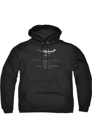 Pull-over à capuche adulte Batman V Superman avec logo en noir et blanc