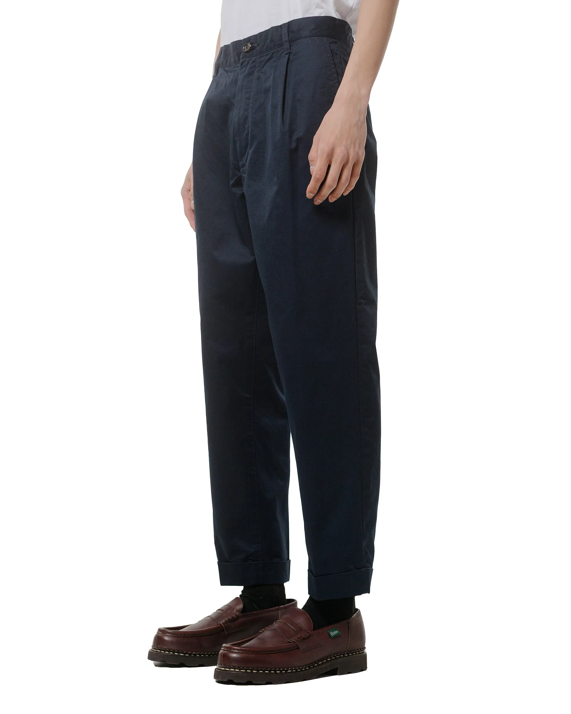 Beams Plus 1Pleat 80/3 Twill Navy Anti-Shrinking Strap