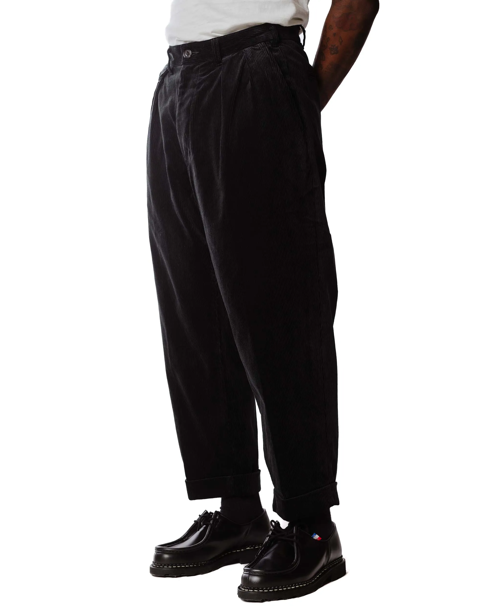 Beams Plus 2Pleats Corduroy Charcoal Grey Exceptional Product Dust-Resistant Effect