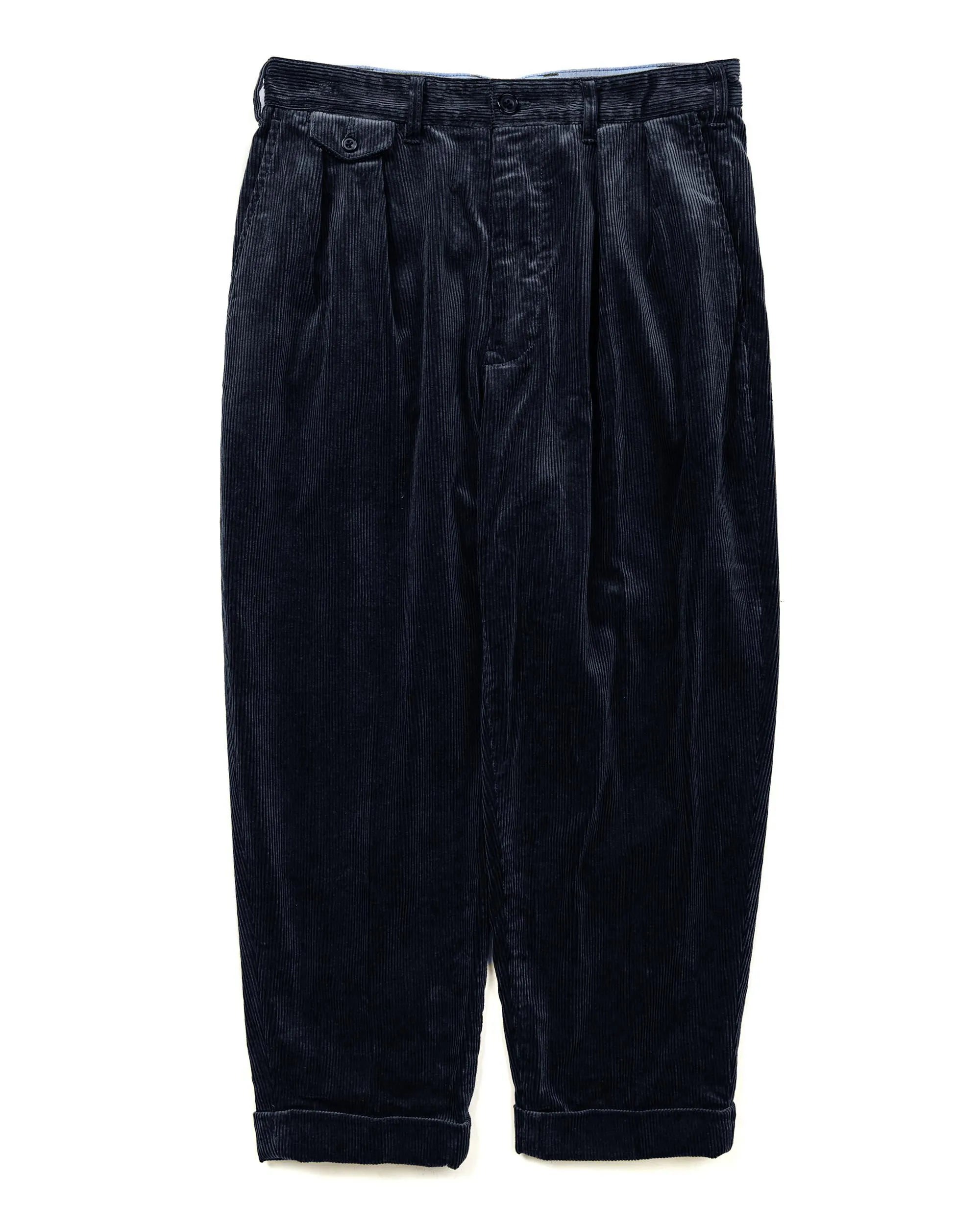 Beams Plus 2Pleats Corduroy Navy Non - Allergic