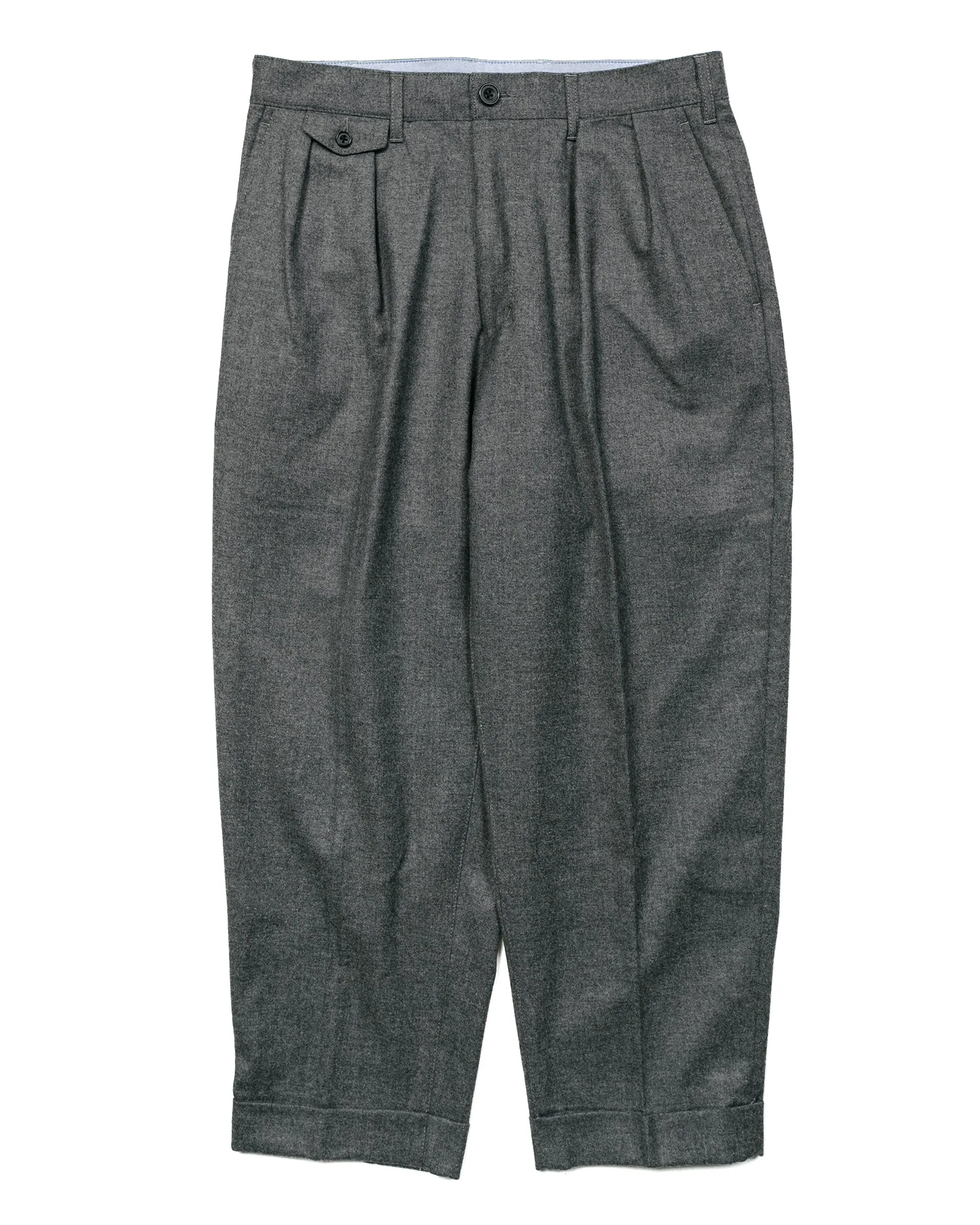 Beams Plus 2Pleats Flannel Grey Long - Term Use Comfortable Design Style