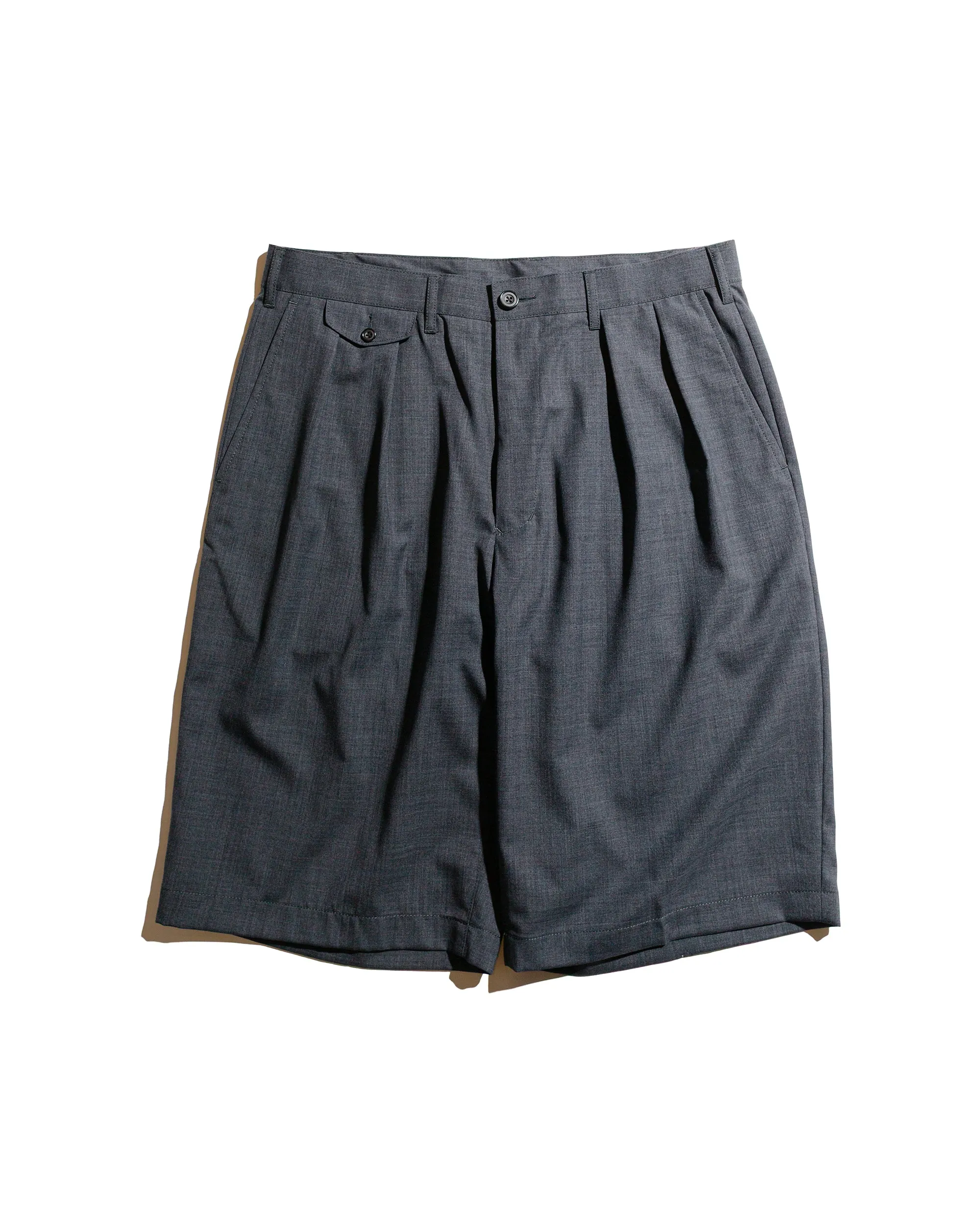 Strapless Beams Plus 2Pleats Shorts Wool Tropical Charcoal Grey