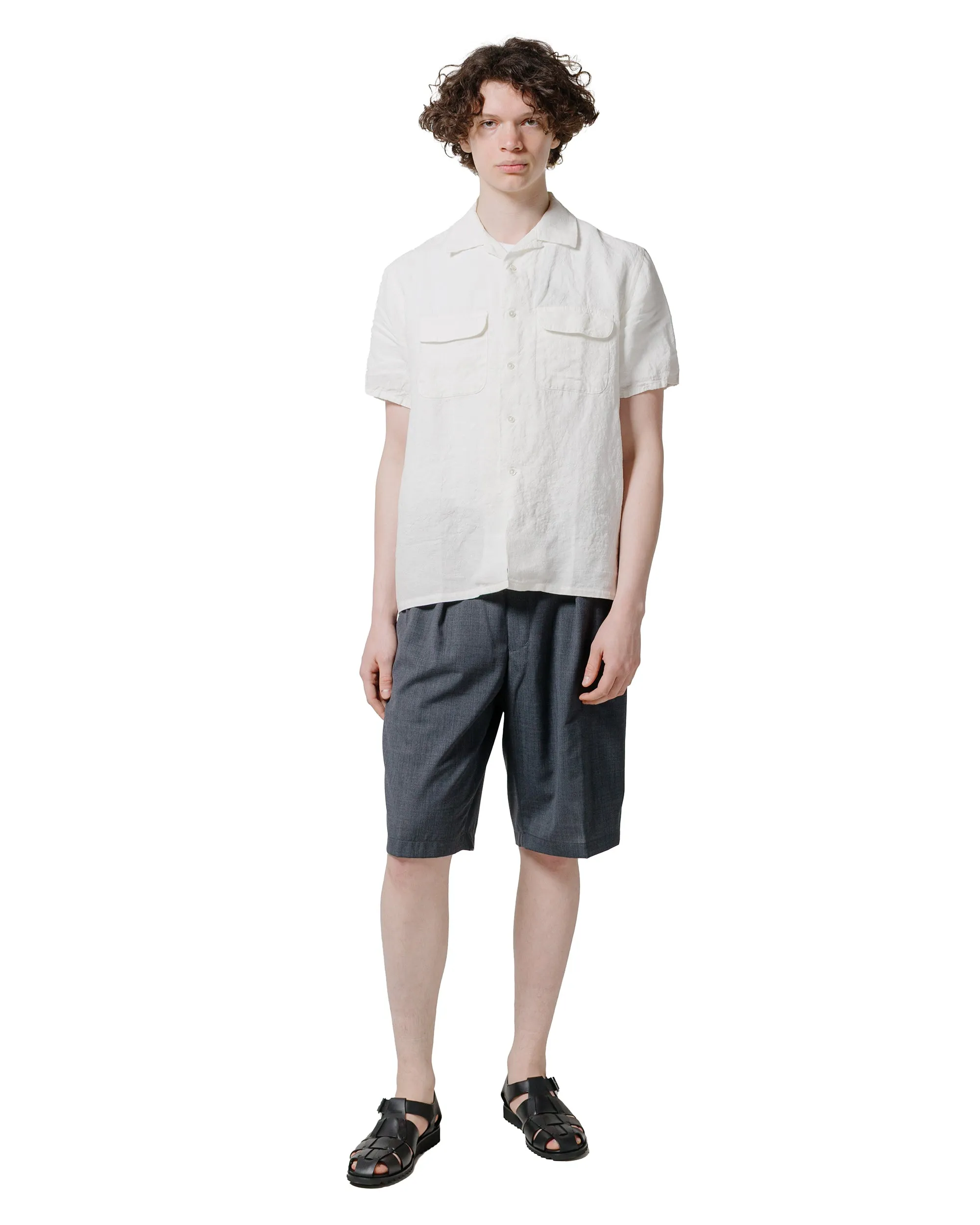 Beams Plus 2Pleats Shorts Wool Tropical Charcoal Grey Affordable Feature Easy-Care