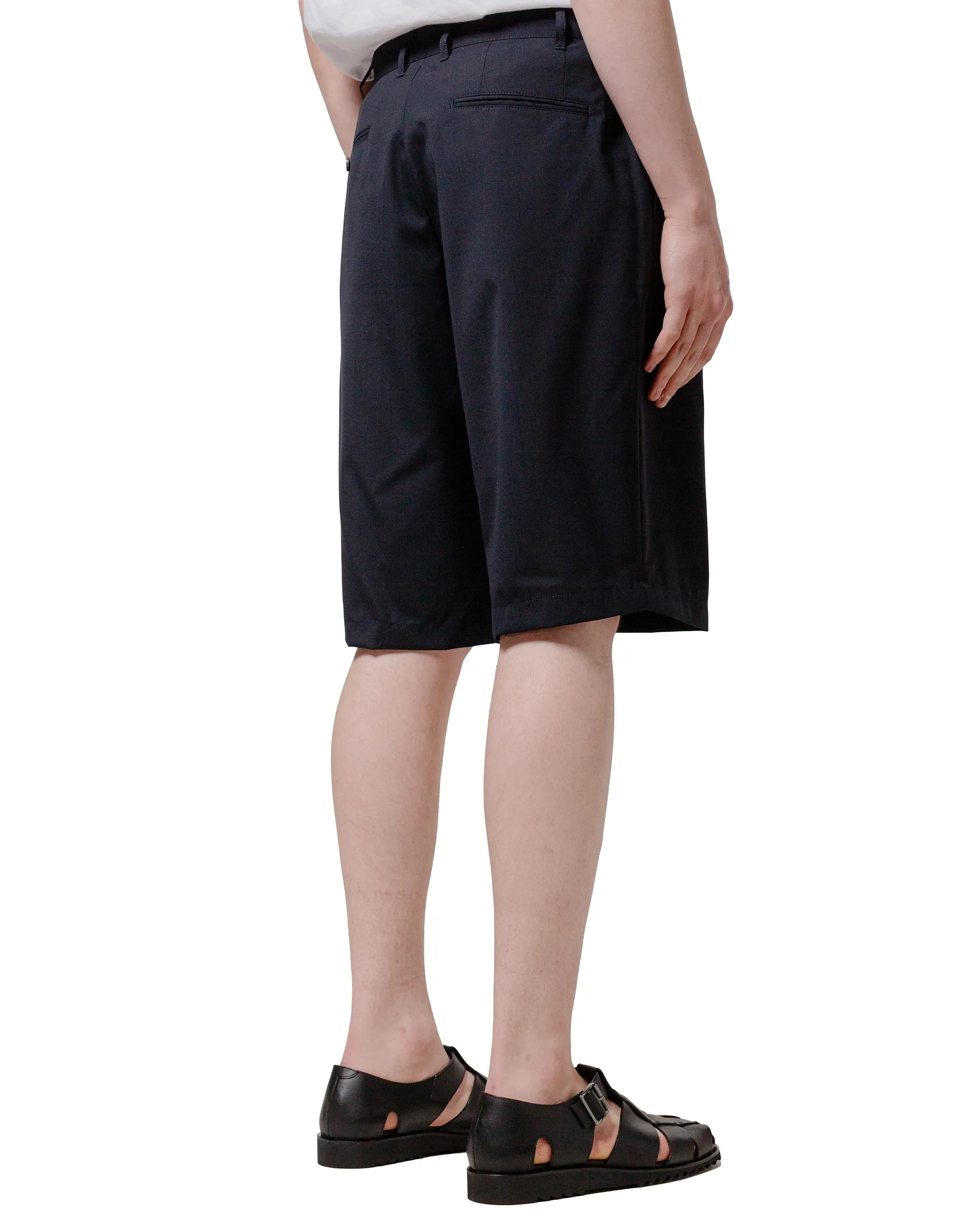 Beams Plus 2Pleats Shorts Wool Tropical Navy Tower