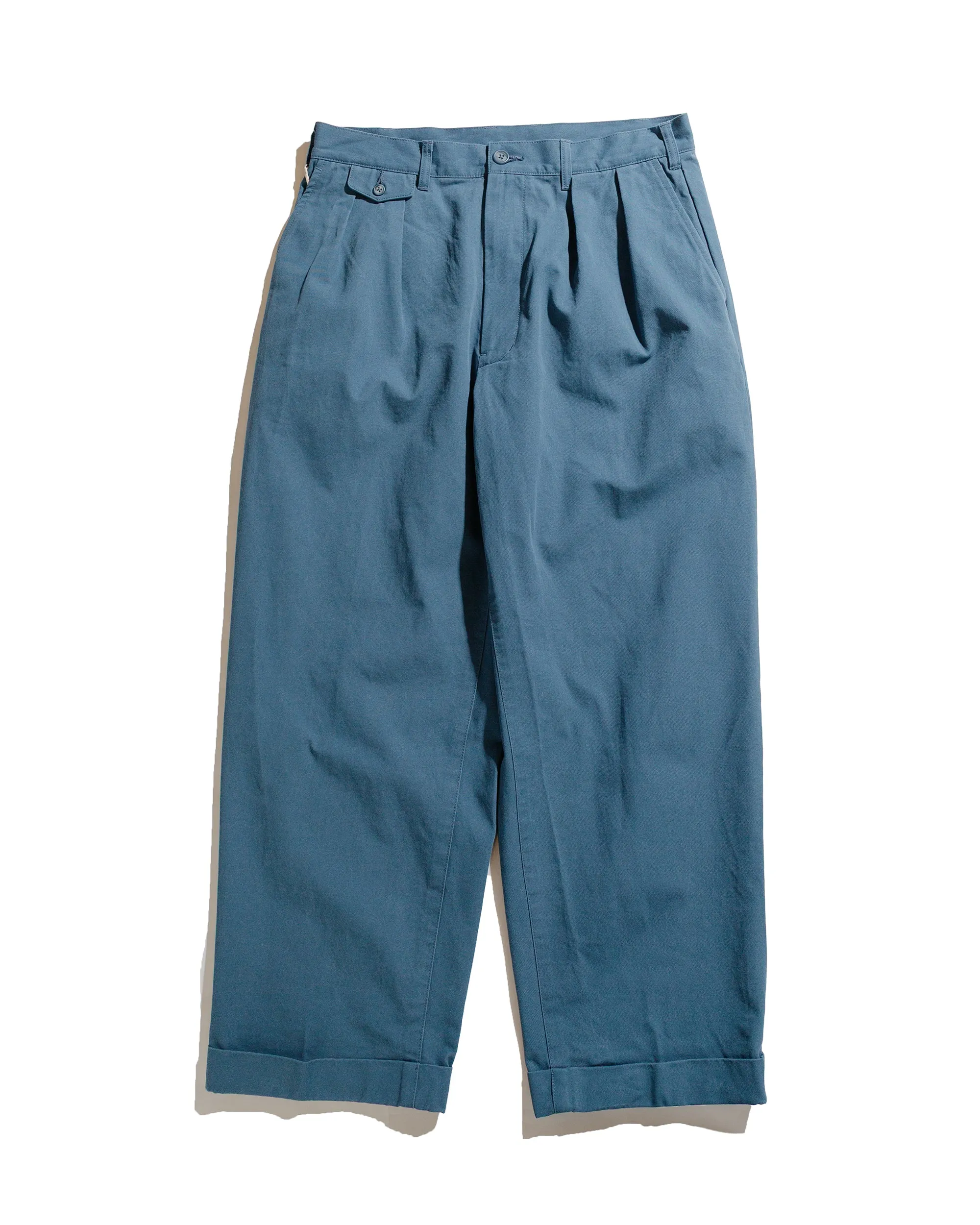 Beams Plus 2Pleats Trousers Twill Bio Washed Sax Comfort Mission