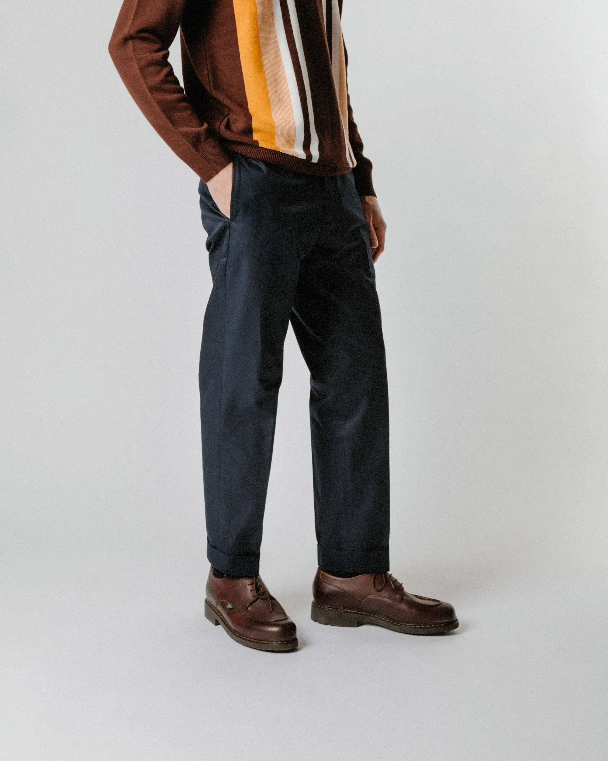 Lattice Tablecloth Beams Plus Ivy Trousers Ankle-Cut 80/3 Twill Navy