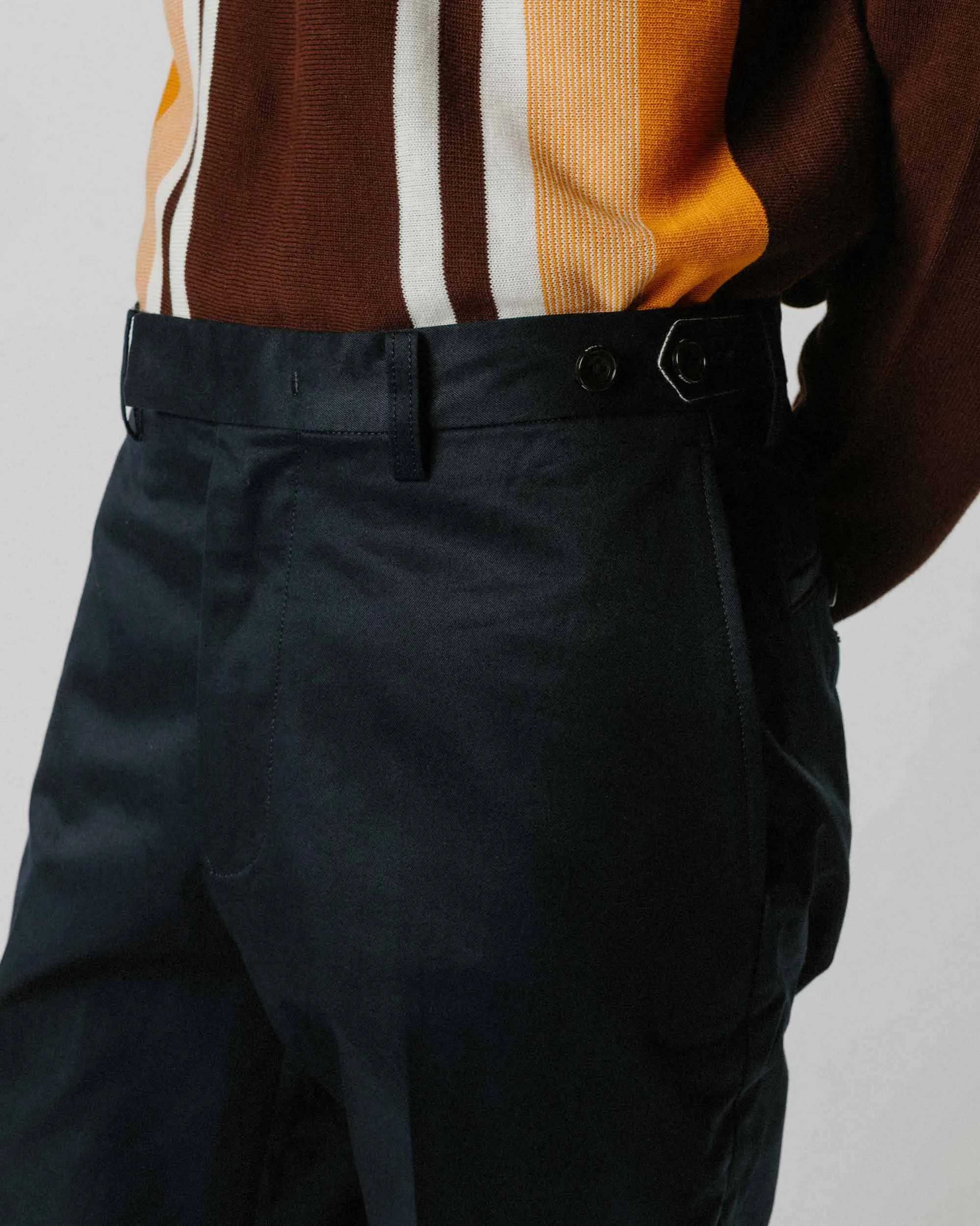 Store Beams Plus Ivy Trousers Ankle-Cut 80/3 Twill Navy