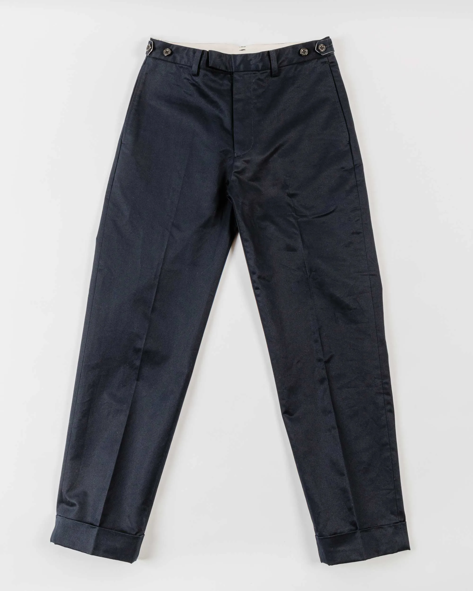 Beams Plus Ivy Trousers Ankle-Cut 80/3 Twill Navy Anti - Intelligence Comfortable Elastic Roused