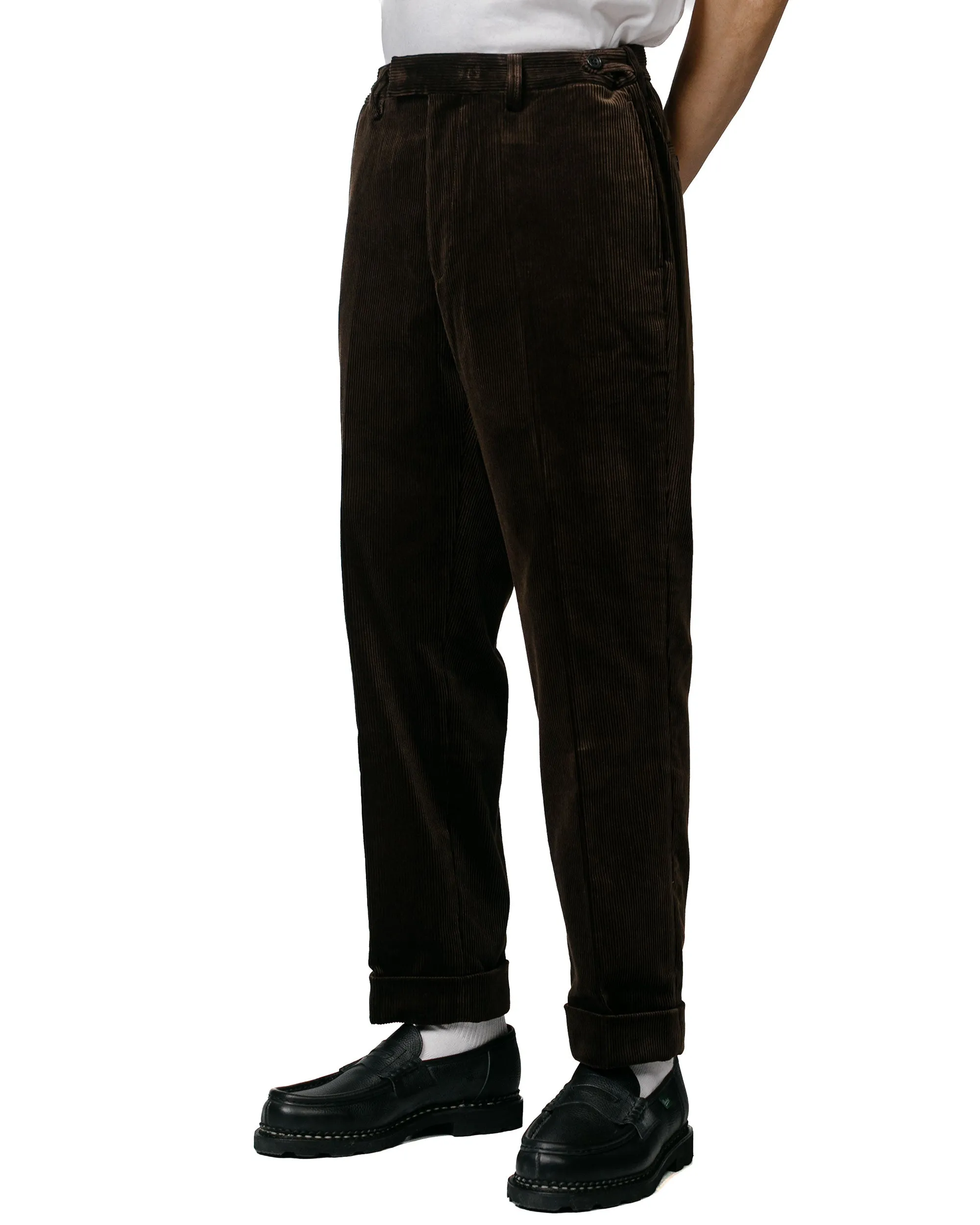 Beams Plus Ivy Trousers Ankle-Cut Corduroy Dark Brown Nearby