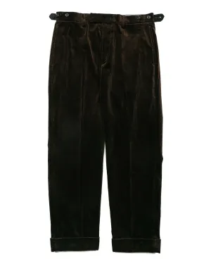 Shock - absorbing Material Beams Plus Ivy Trousers Ankle-Cut Corduroy Dark Brown