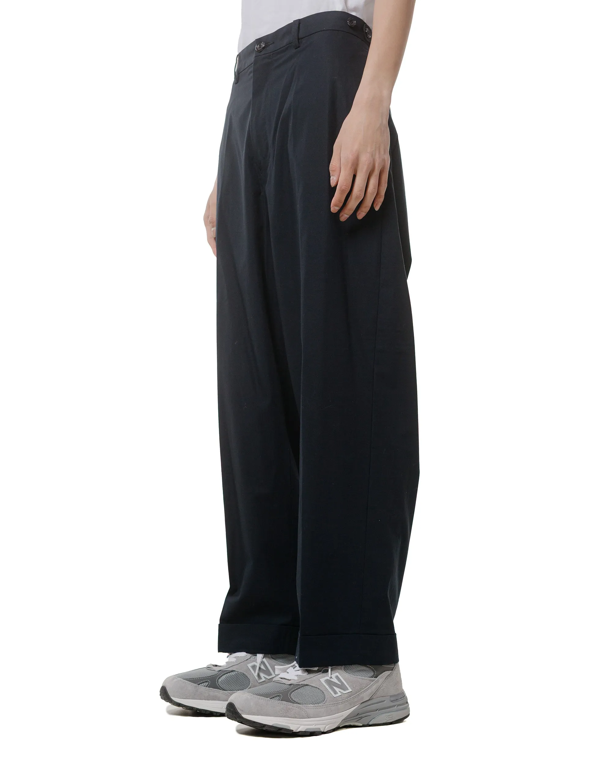 Serging Finish DIY Beams Plus Ivy Trousers Wide High Density Cotton Navy