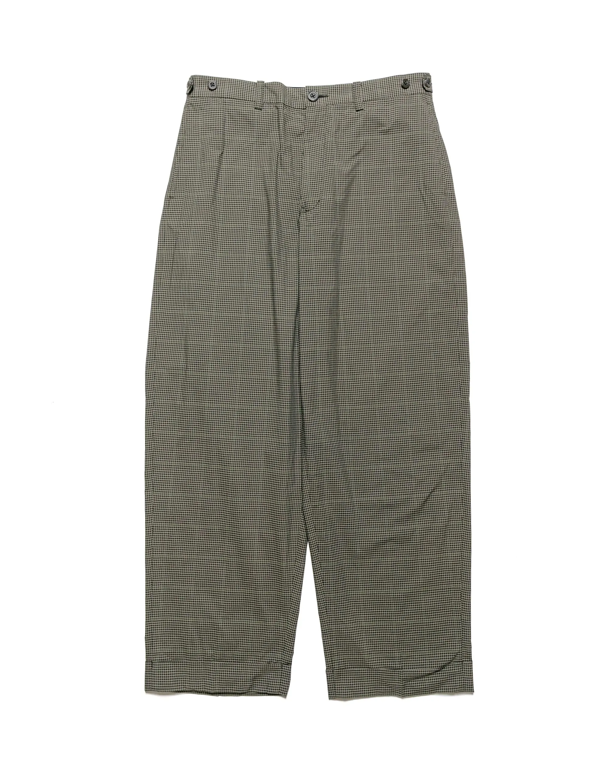 Beams Plus Ivy Trousers Wide Pe Plaid Olive Pilling Resistant Feature Skin-Friendly