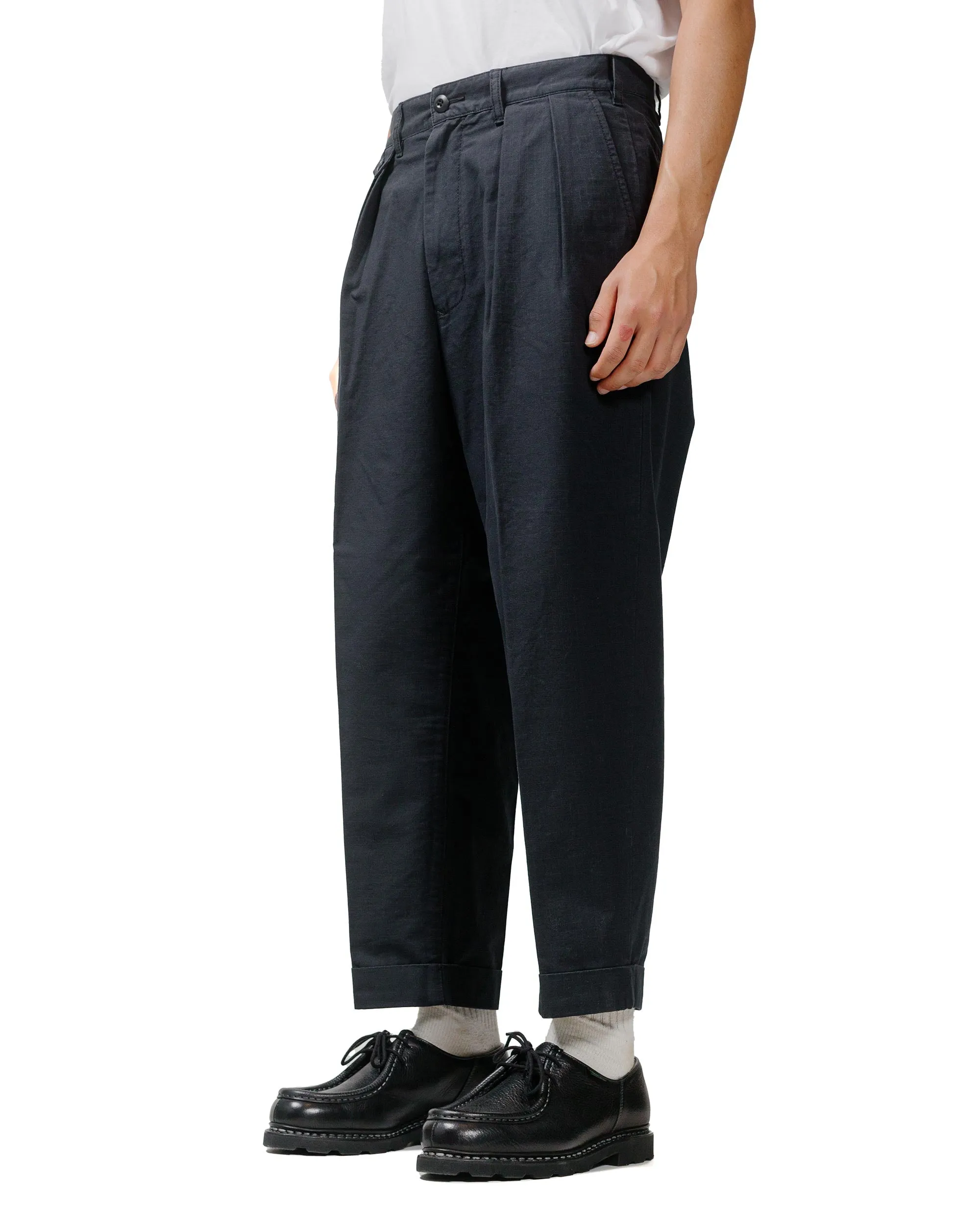 Comfortable Rook Ring Beams Plus Lost & Found 2Pleats Cotton Ripstop Black