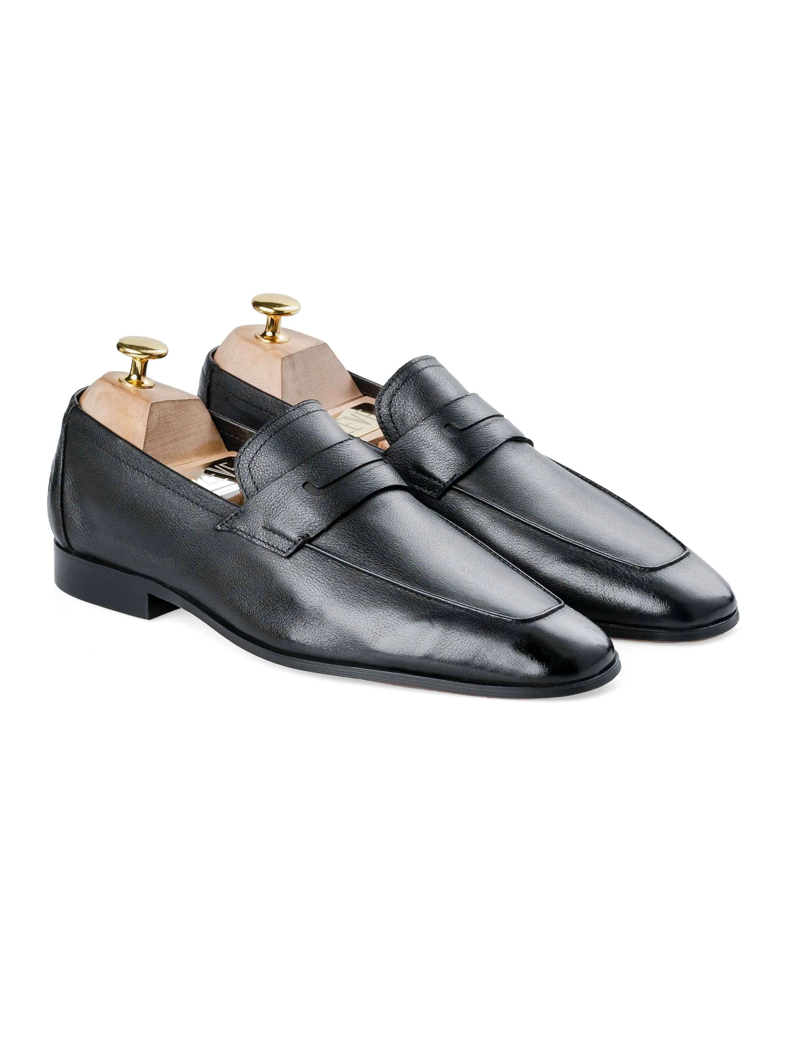 Martino Penny Loafer - Solid Black Comfortable Straps For Adjustment