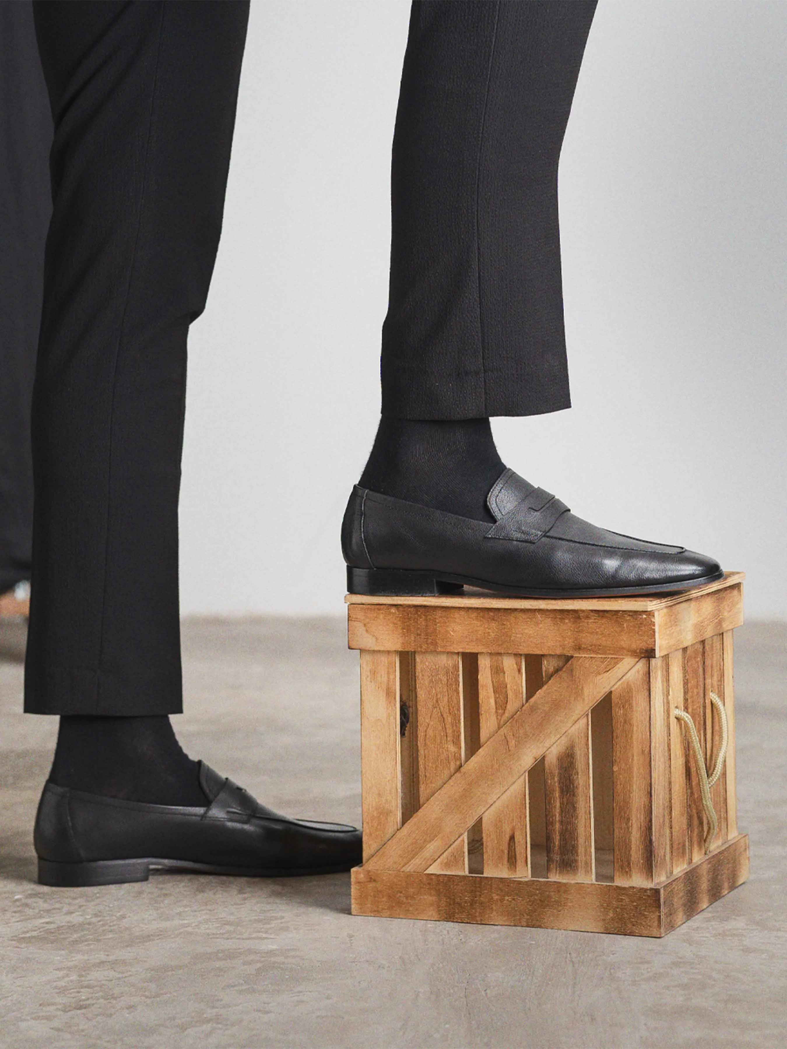 Martino Penny Loafer - Solid Black Comfortable PAI Sandal Strap