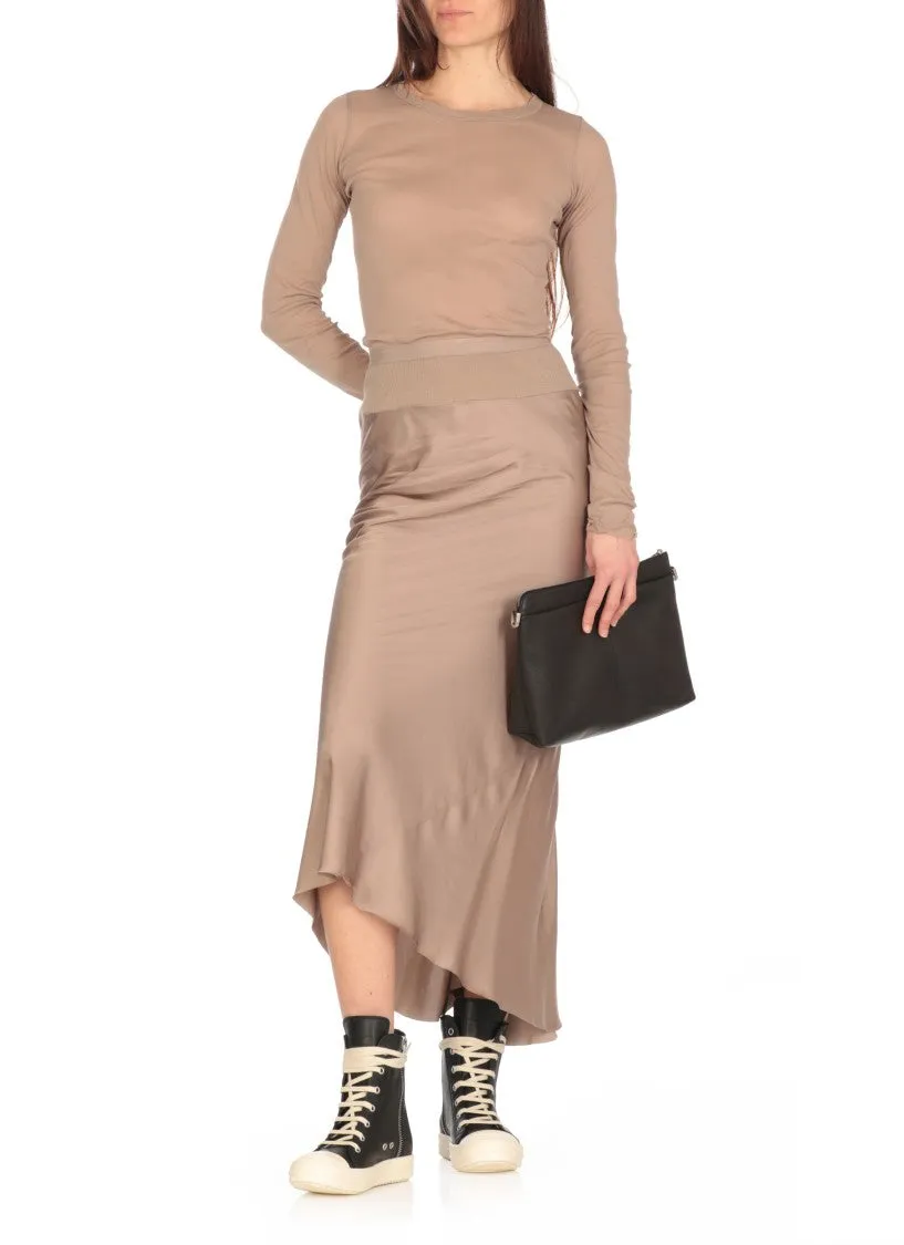 Jupe en mélange viscose beige