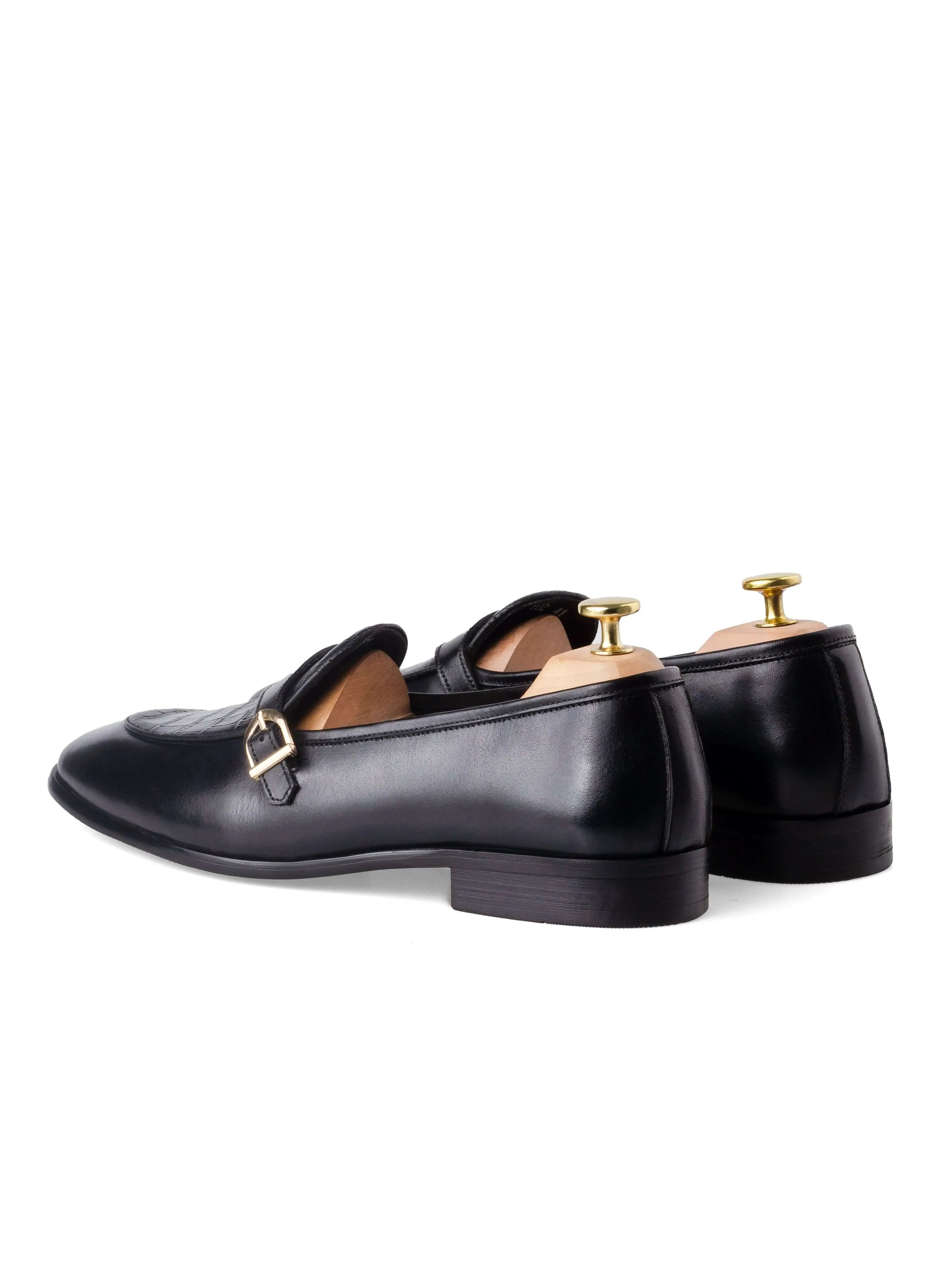 Belgian Croco Single Strap - Solid Black Comfort Associated