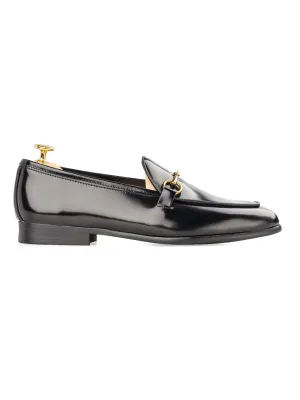 Belgian Loafer Horsebit Buckle - Black Polished (Gold Buckle) Easter Sale
