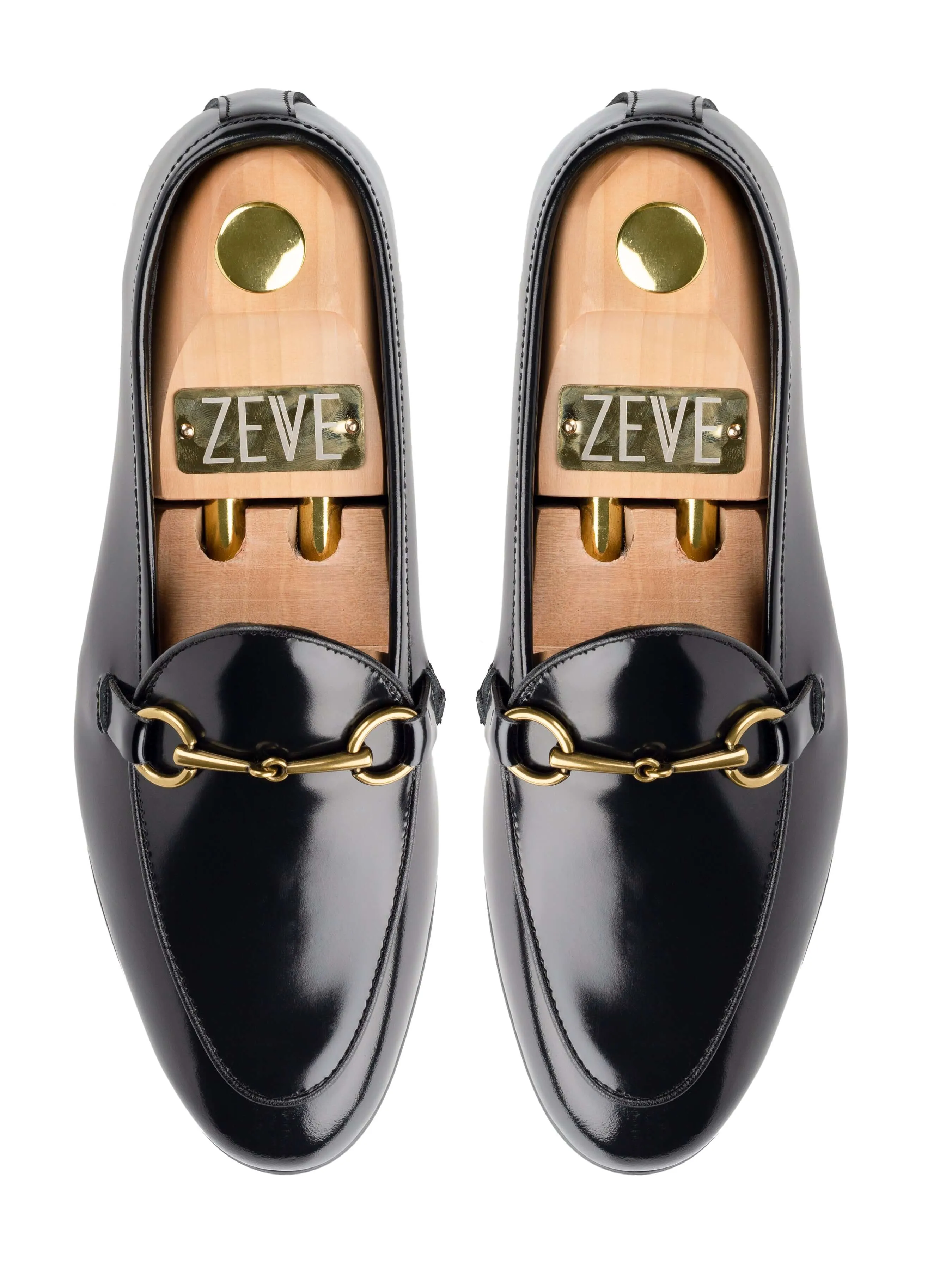 Belgian Loafer Horsebit Buckle - Black Polished (Gold Buckle) Flash Sale