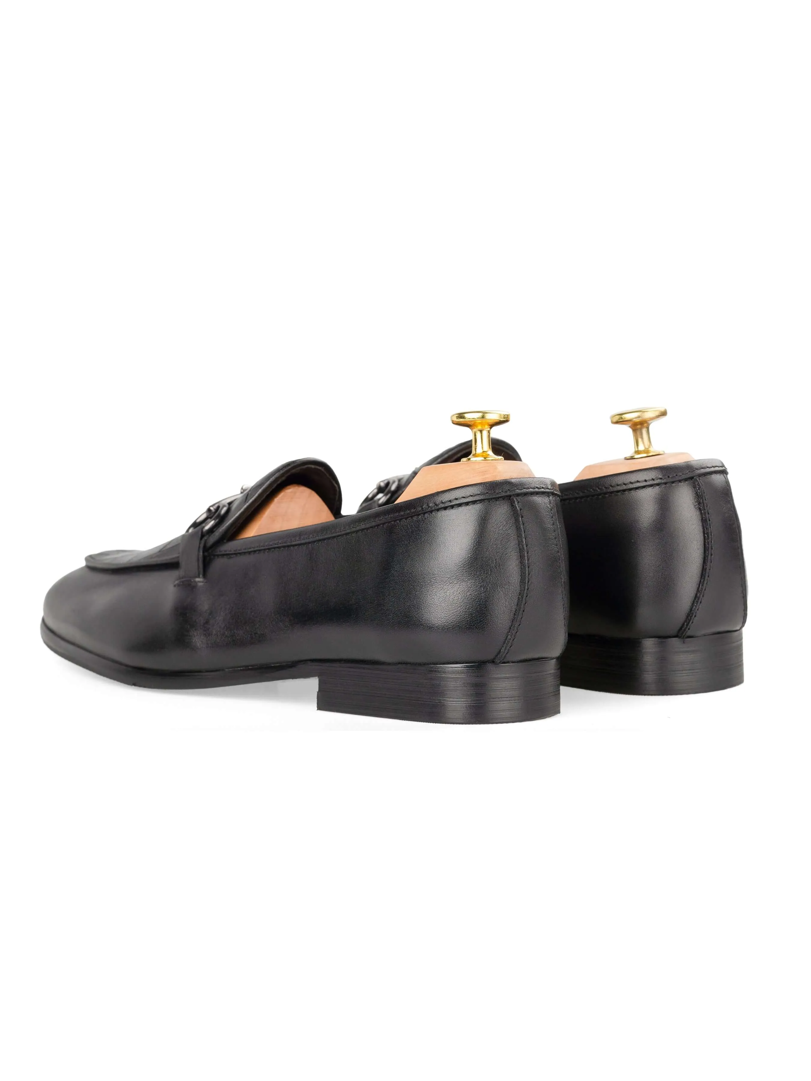 Belgian Loafer Horsebit Buckle - Solid Black & Croco (Silver Buckle) The Fast Lane Choice