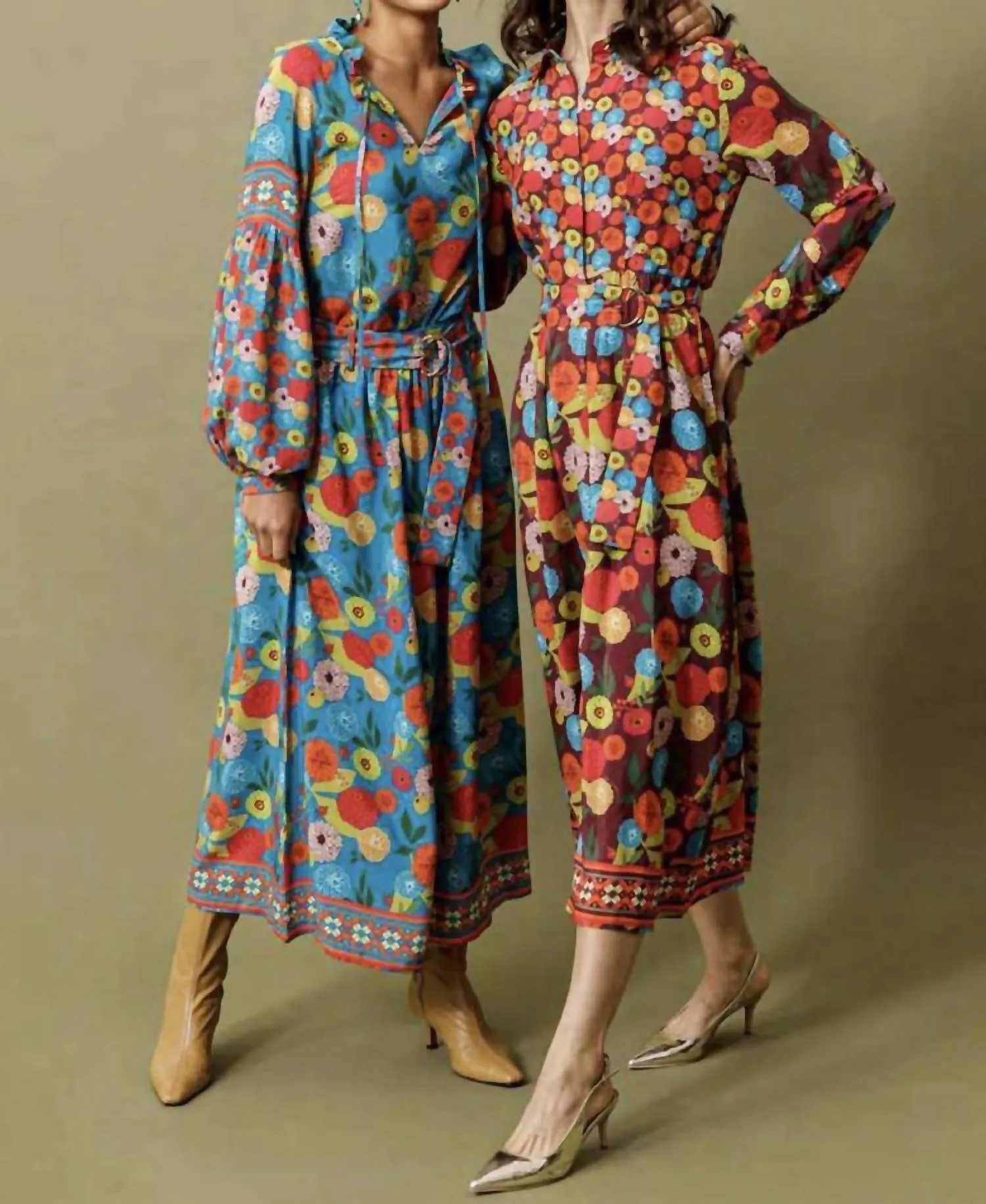 Jupe imprimée Bella Bouquet en bordeaux multicolore