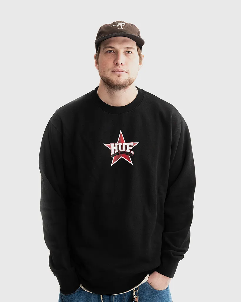 Ruffled Feature Huf All Star Crewneck - Black