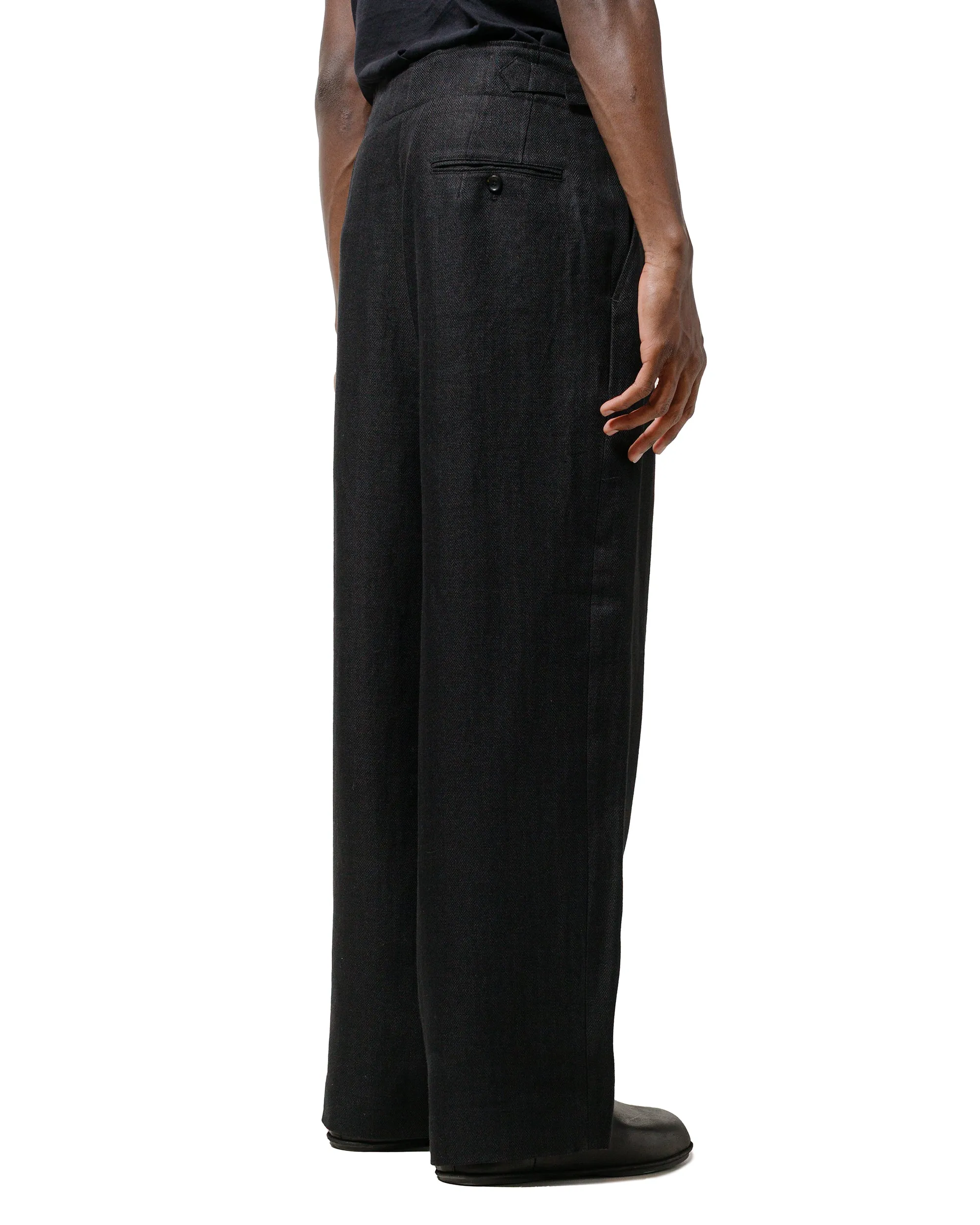 Marka Danish Army Trousers Linen Herringbone Black Comfortable Body Warmers Cable