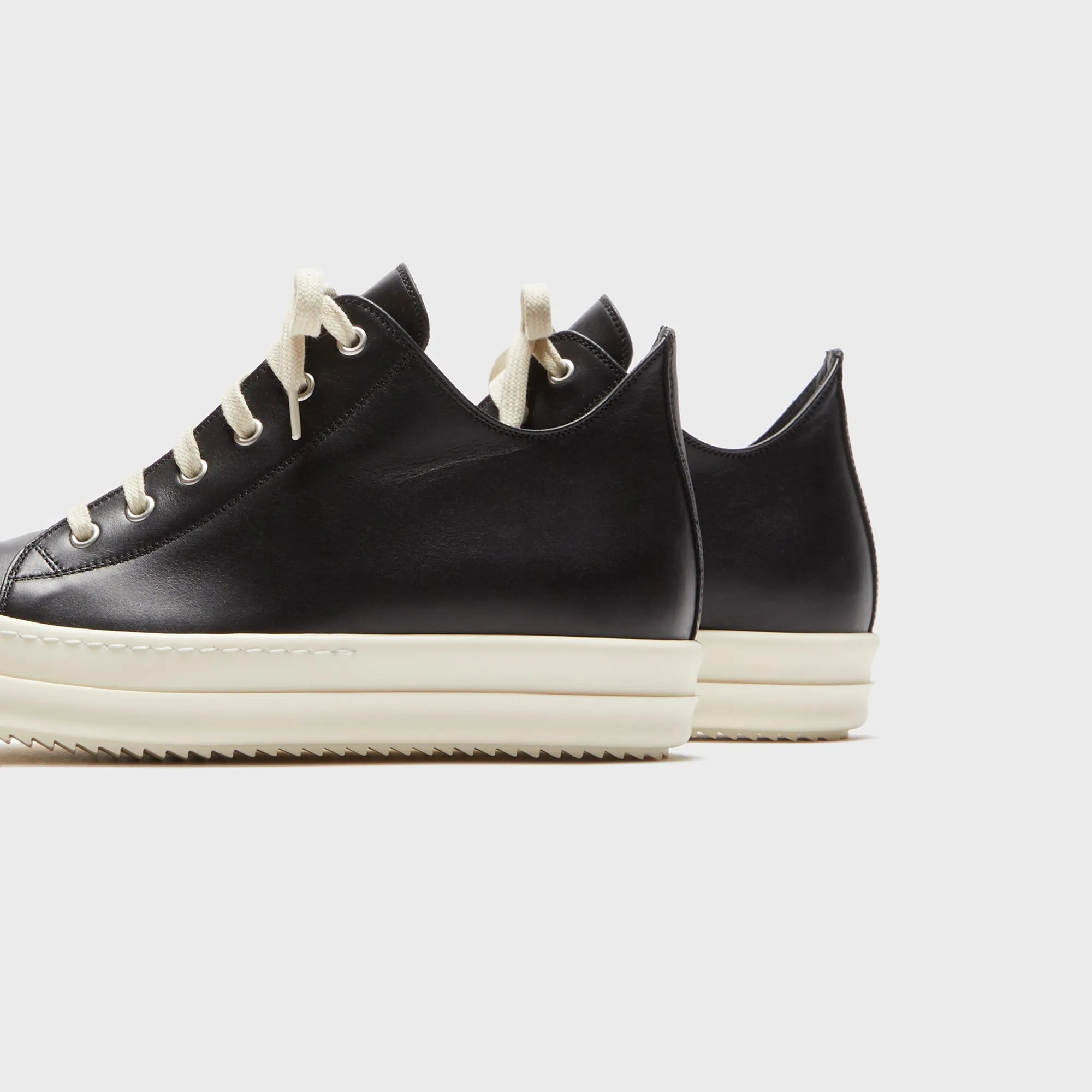 Rick Owens Scarpe In Pelle Low Sneaks - Black / Milk / Milk All Saints' Day Sale