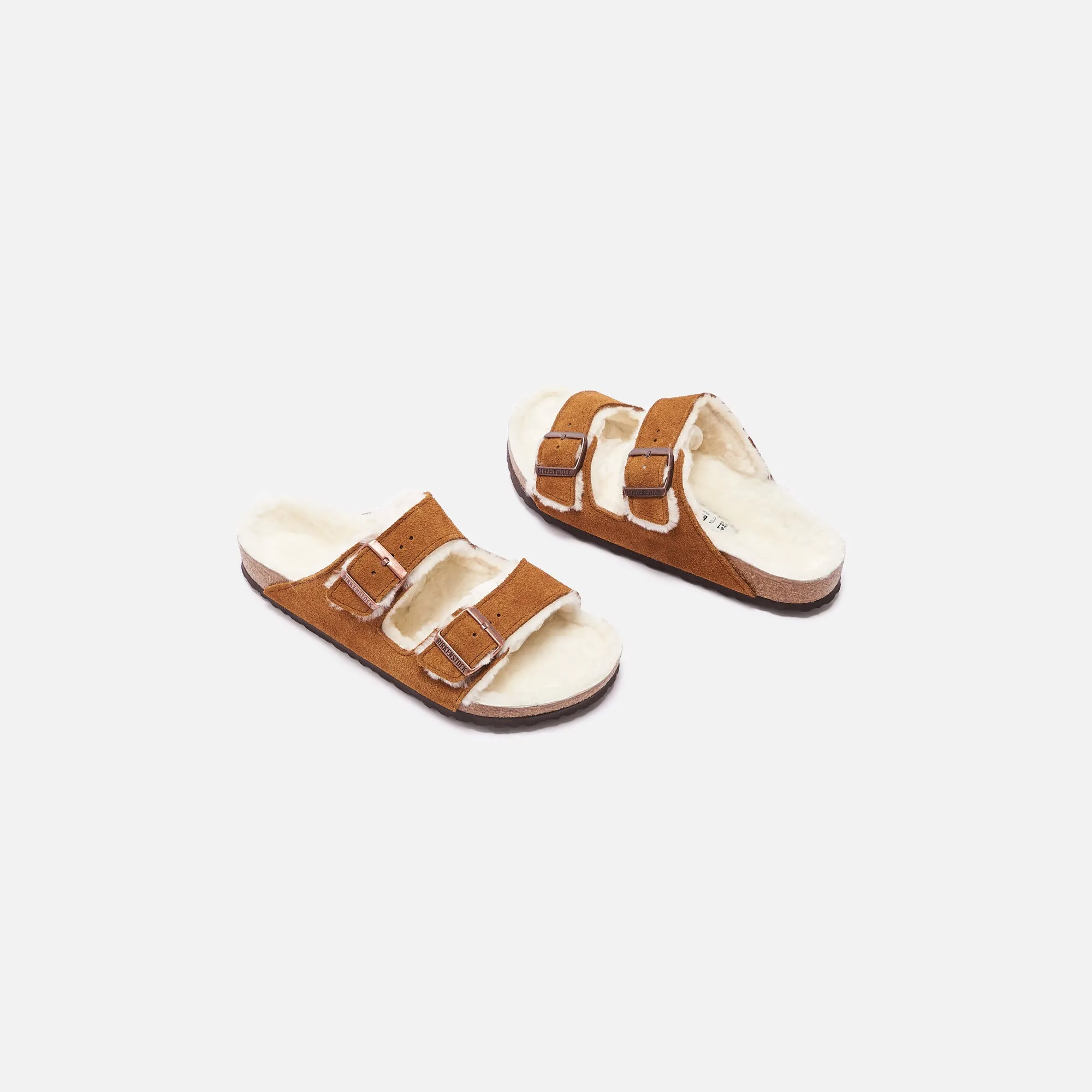 Padded Strap Tongue Birkenstock Arizona Shearling - Mink / Natural