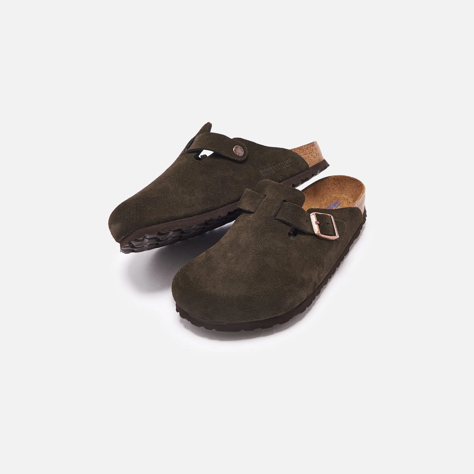 Durability Improvement Slip-Resistant Stripes Birkenstock Boston Suede - Mocha