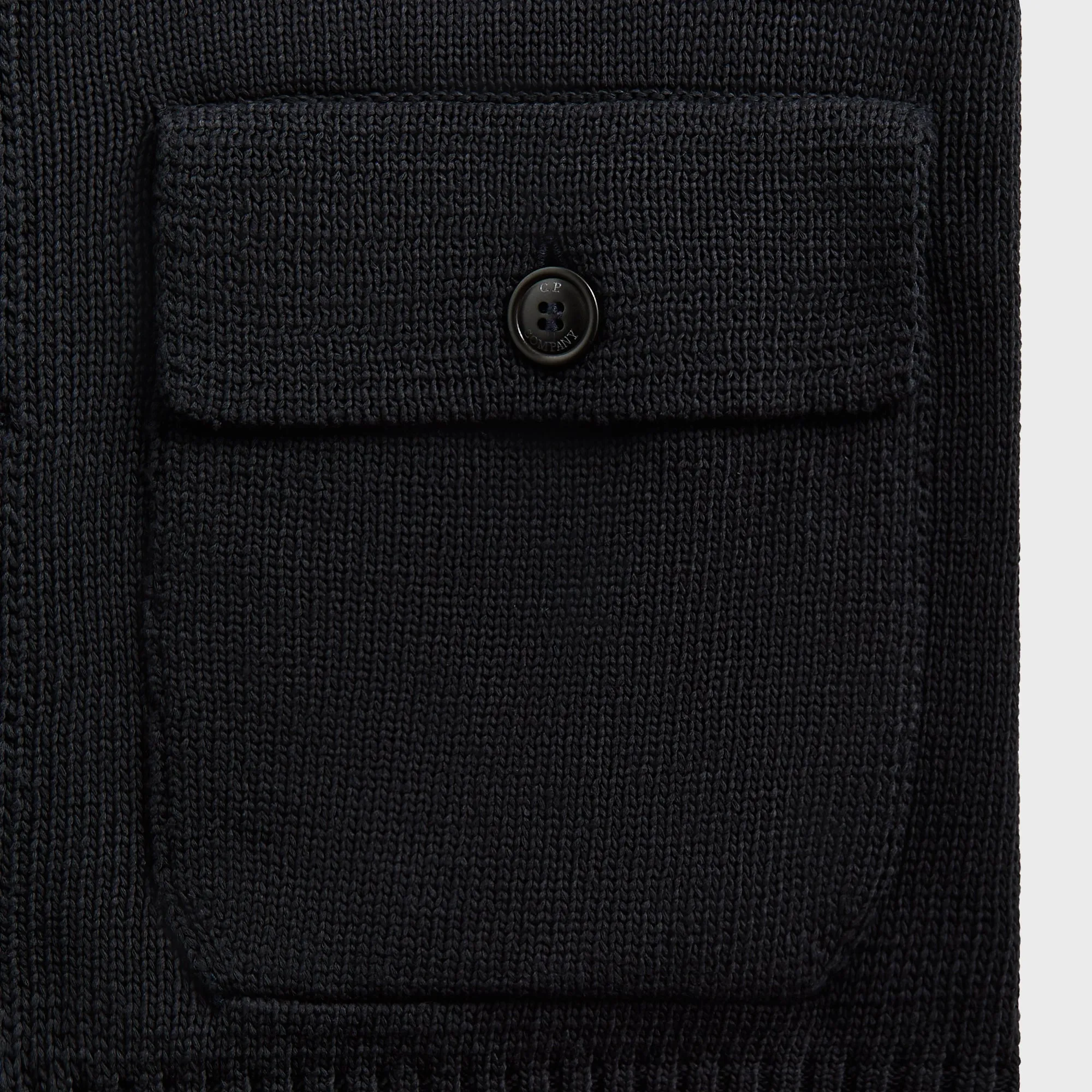C.P. Company Compact Cotton Full Button Lens Knit - Total Eclipse Anti - Design Thick Polyester