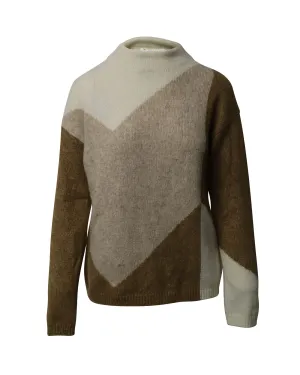 Pull col montant à motif géométrique multicolore en polyamide