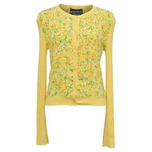 Cardigan Boutique Moschino à boutons fleuri en coton jaune