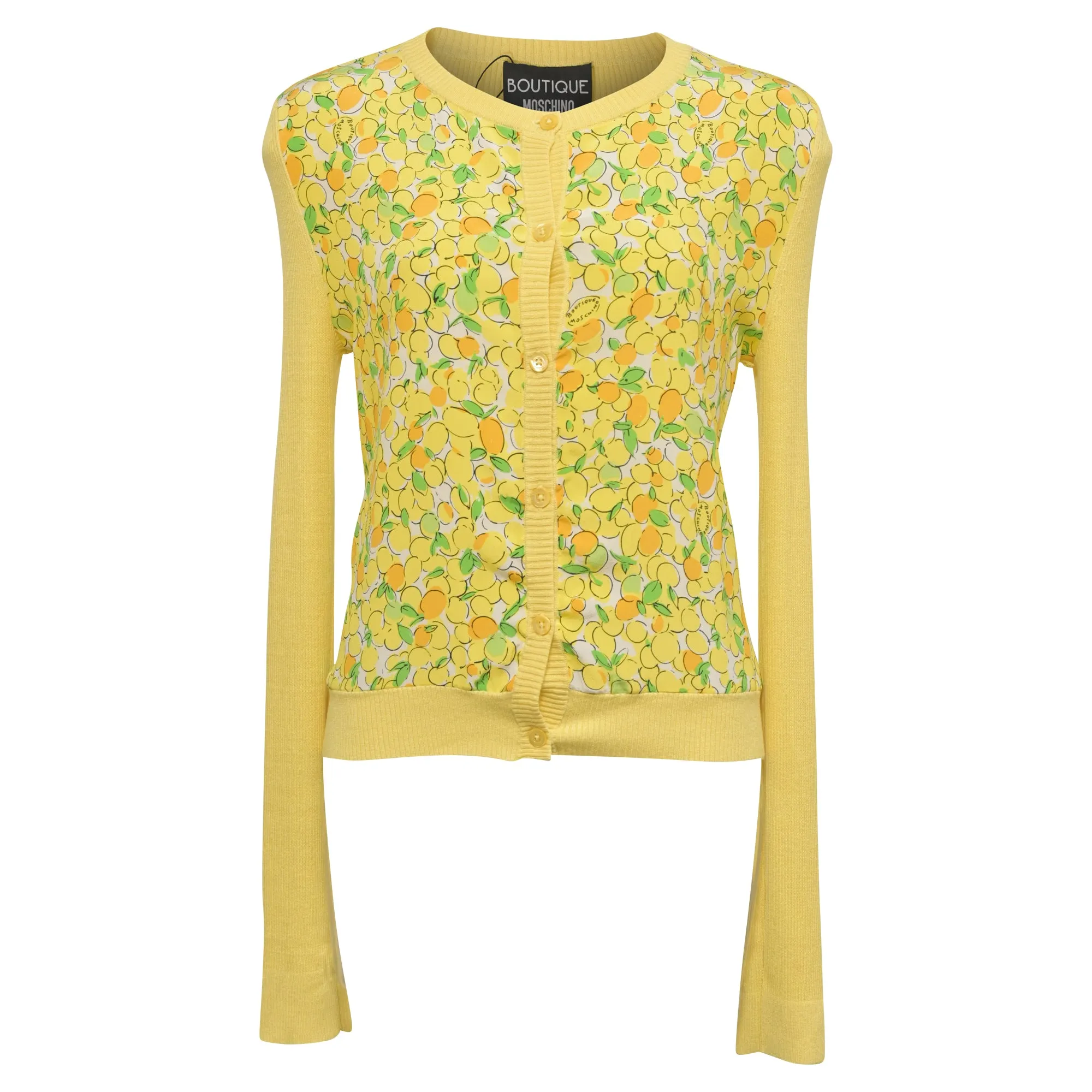 Cardigan Boutique Moschino à boutons fleuri en coton jaune