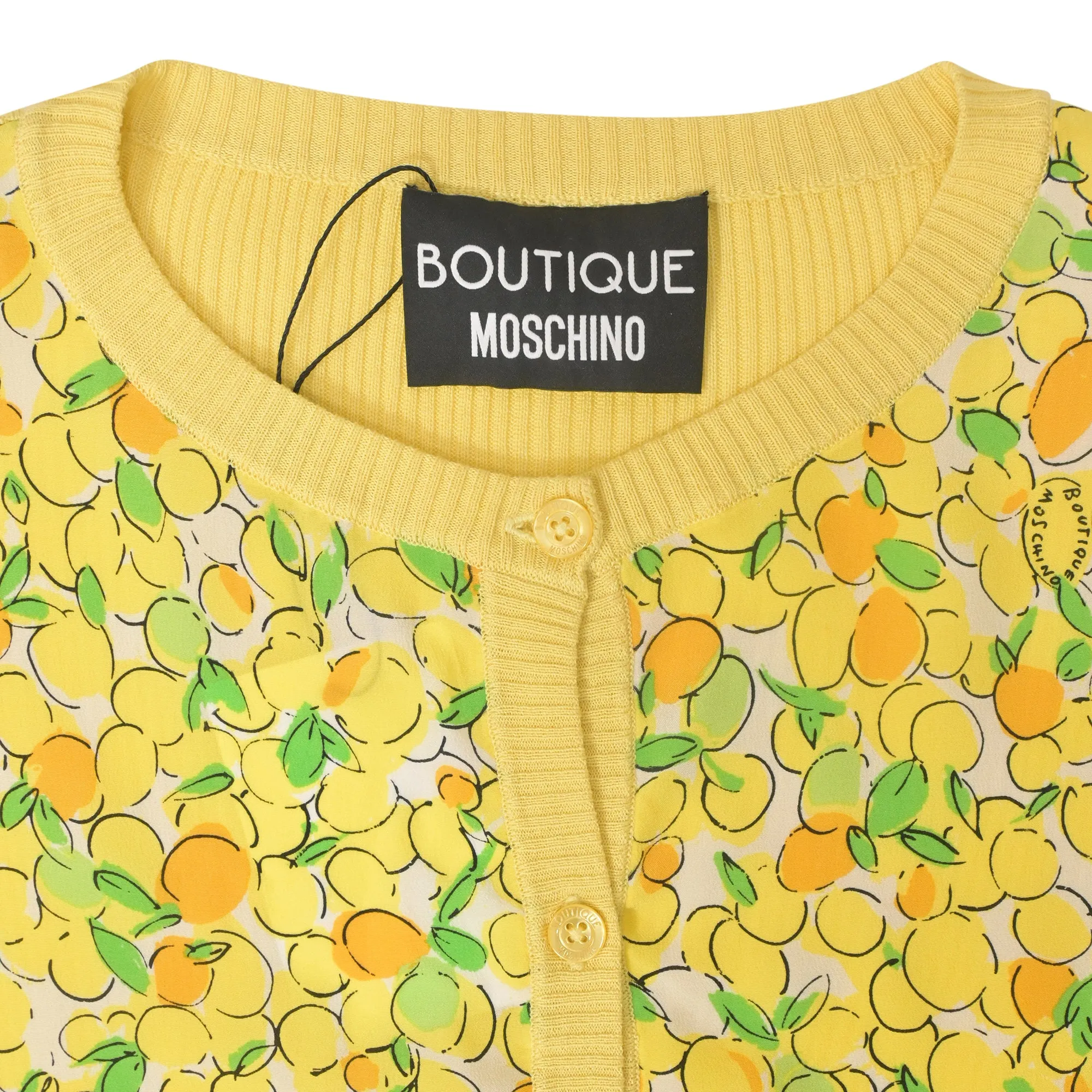 Cardigan Boutique Moschino à boutons fleuri en coton jaune