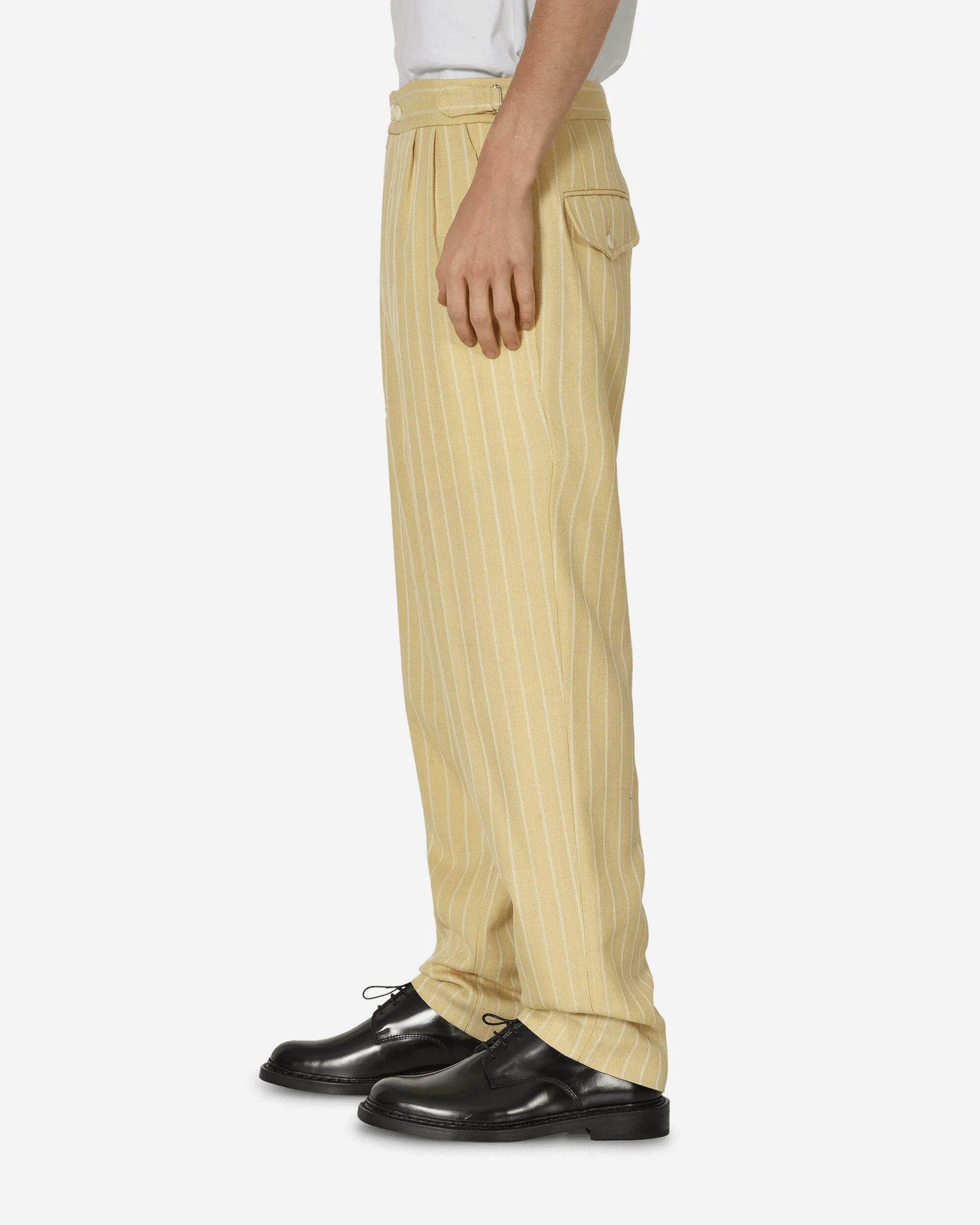 Hidden Pocket Style Dennis Stripe Trousers Cream / White